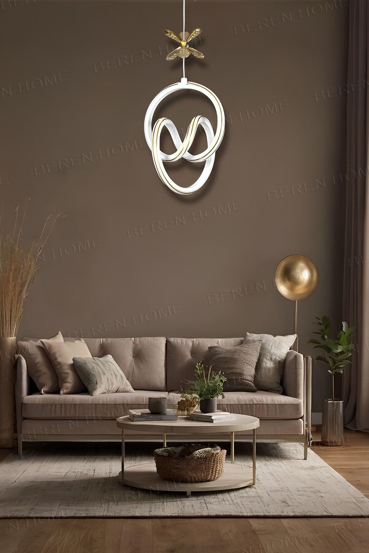 BEREN HOME Lisa White Gold Tek Renk Modern Sarkıt Led Avize