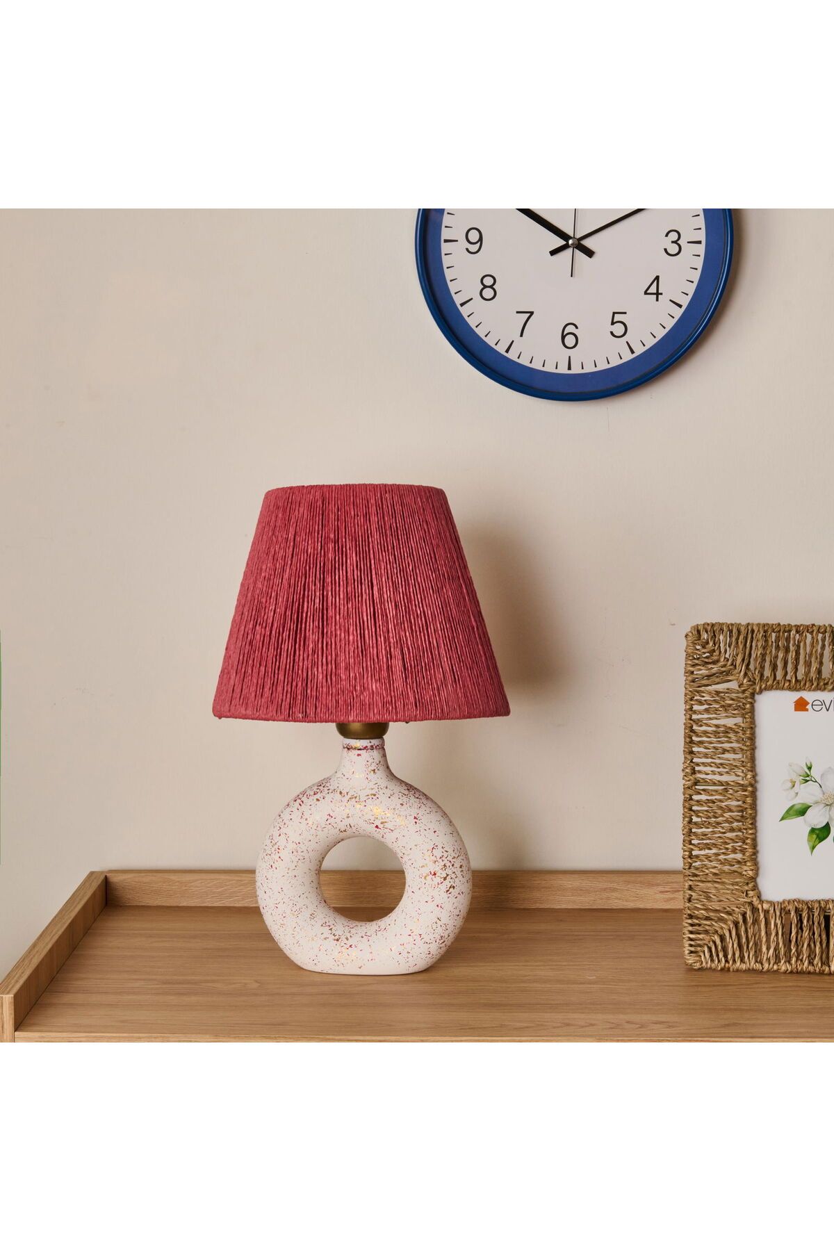 ASPARTAM Design Printemps Handmade Seramik Abajur - Pembe / Beyaz - 42x25x25 cm