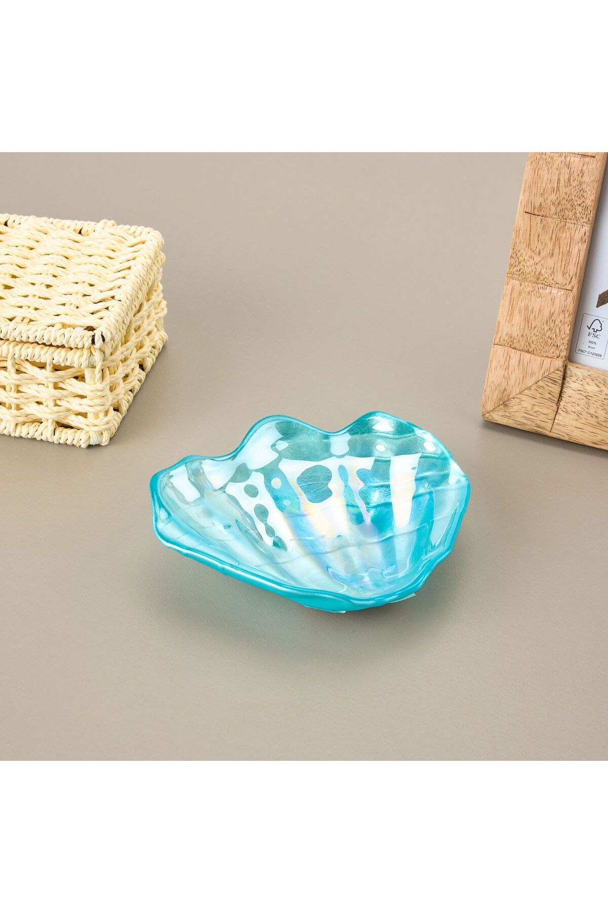 ASPARTAM Oyster Dekoratif Tabak - Mavi - 10 cm
