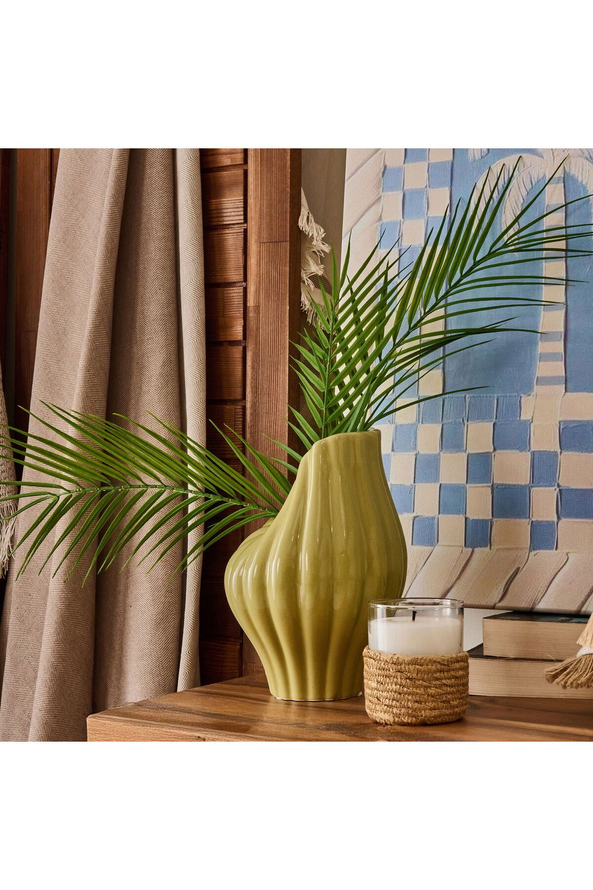 ASPARTAM Palm Breeze Vazo - Yeşil - 24 cm