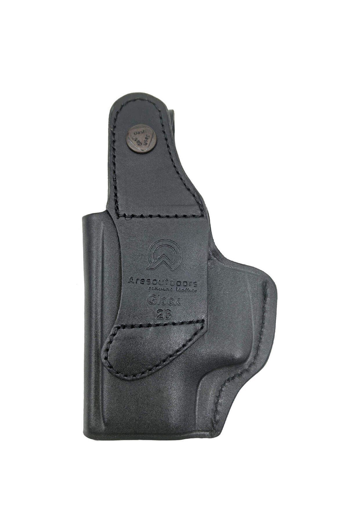 Aresoutdoors Glock 26 İçin Uyumlu Kemer İçi Metal Maşalı Gerçek Deri Siyah Silah Kılıfı