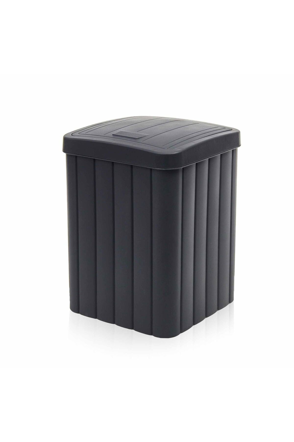 MATMEL Çizgi Desenli Banyo Çöp Kovası - Antrasit - 5 lt