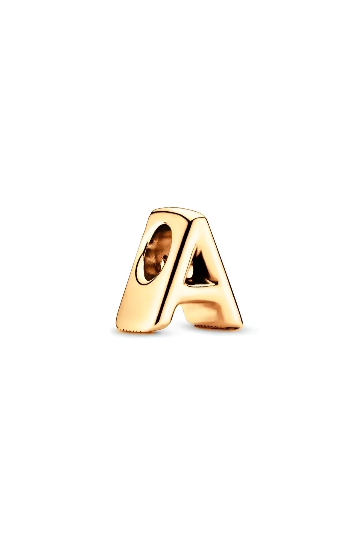 Lux Design 925 Ayar Gümüş A Harf Charm-Altın Gold Renk