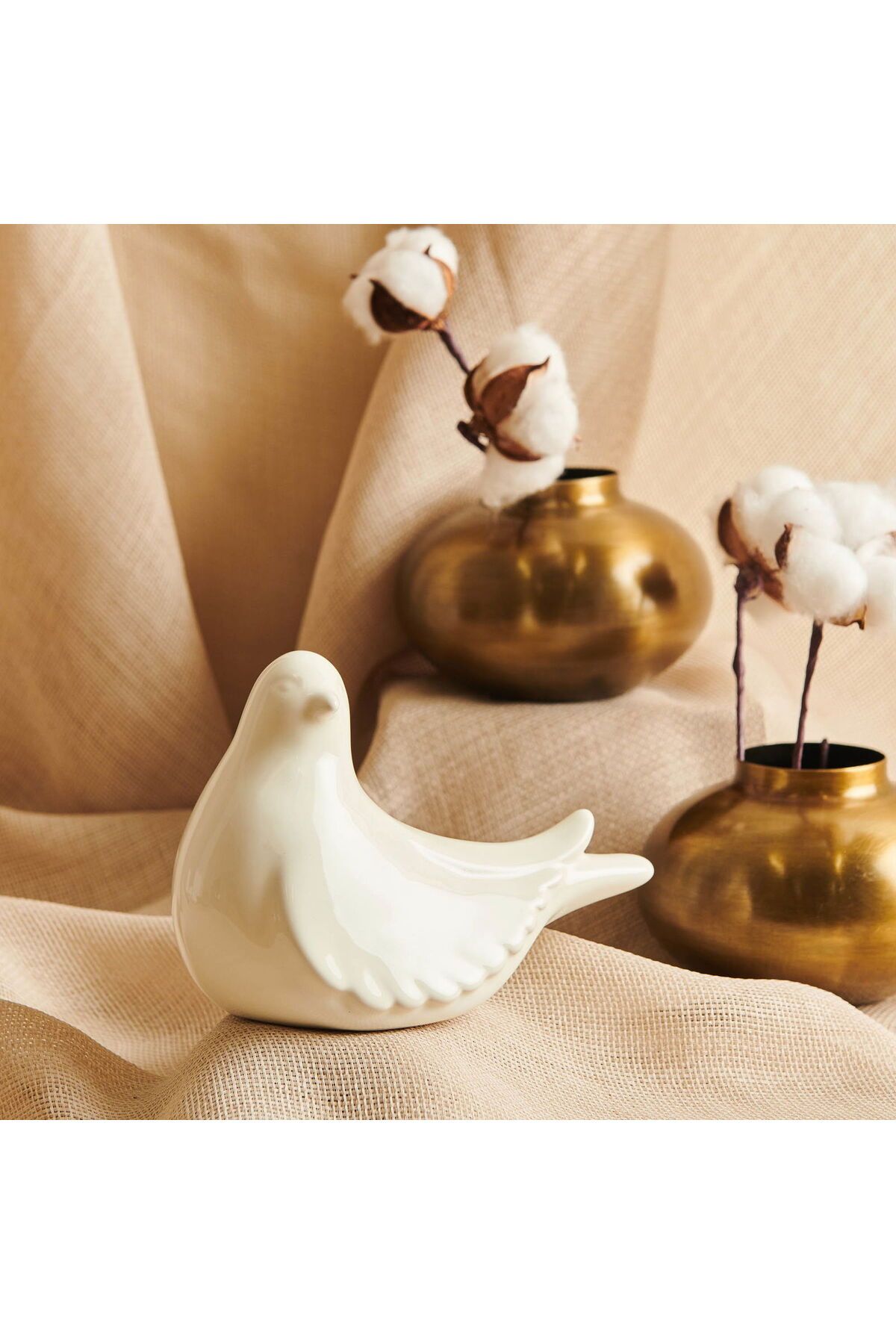 ASPARTAM Design Dekoratif Seramik Kuş - Krem