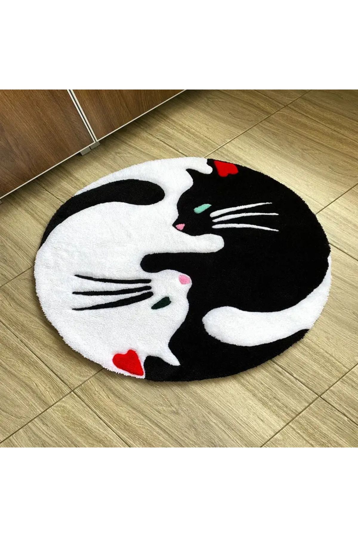 Home Yin Yang Kedi Tufting El Yapımı Halı