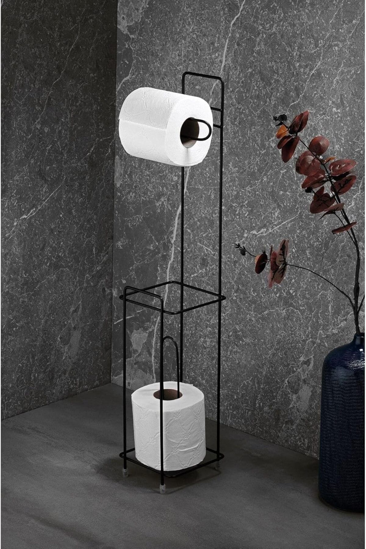 STOREMAX OZN Haus Ayaklı Wc Kağıtlı Yedek Kağıt Hazneli Tuvalet Kağıtlığı Siyah OZNstre 1094633