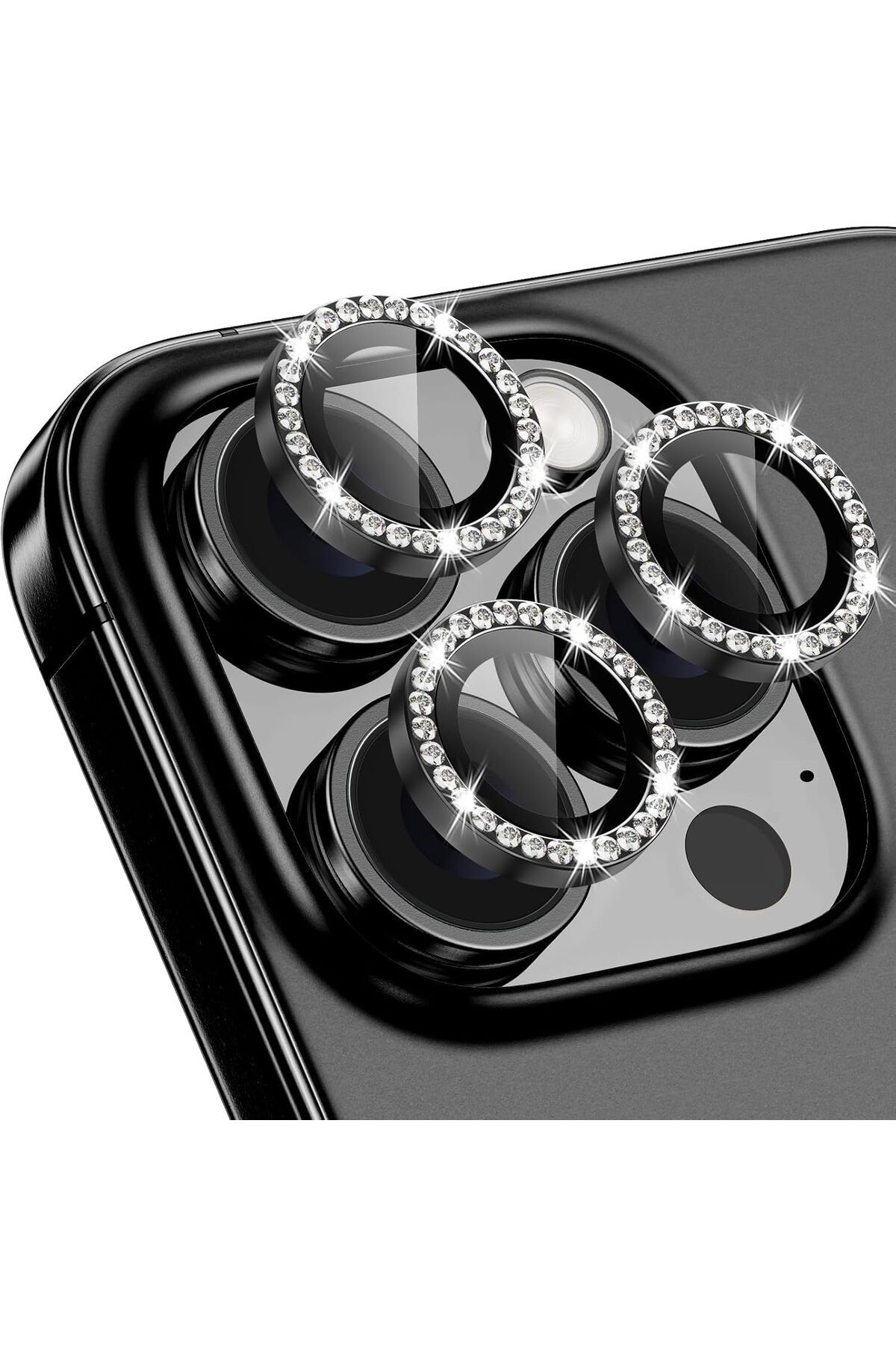 STOREMAX OZN Trend iPhone 16 Pro/iPhone 16 Pro Max Taşlı Lens Koruyucu Premium Kalite ve Görünüm Siyah B