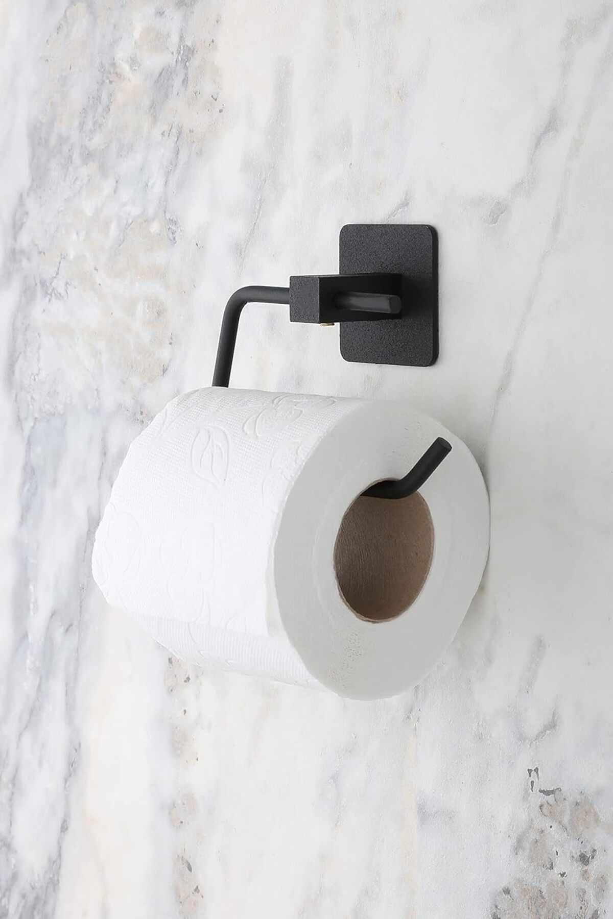 STOREMAX Yapışkanlı Metal Siyah Kare Açık Tuvalet Kağıtlığı Wc Kağıtlık Banyo Askısı Tuvalet