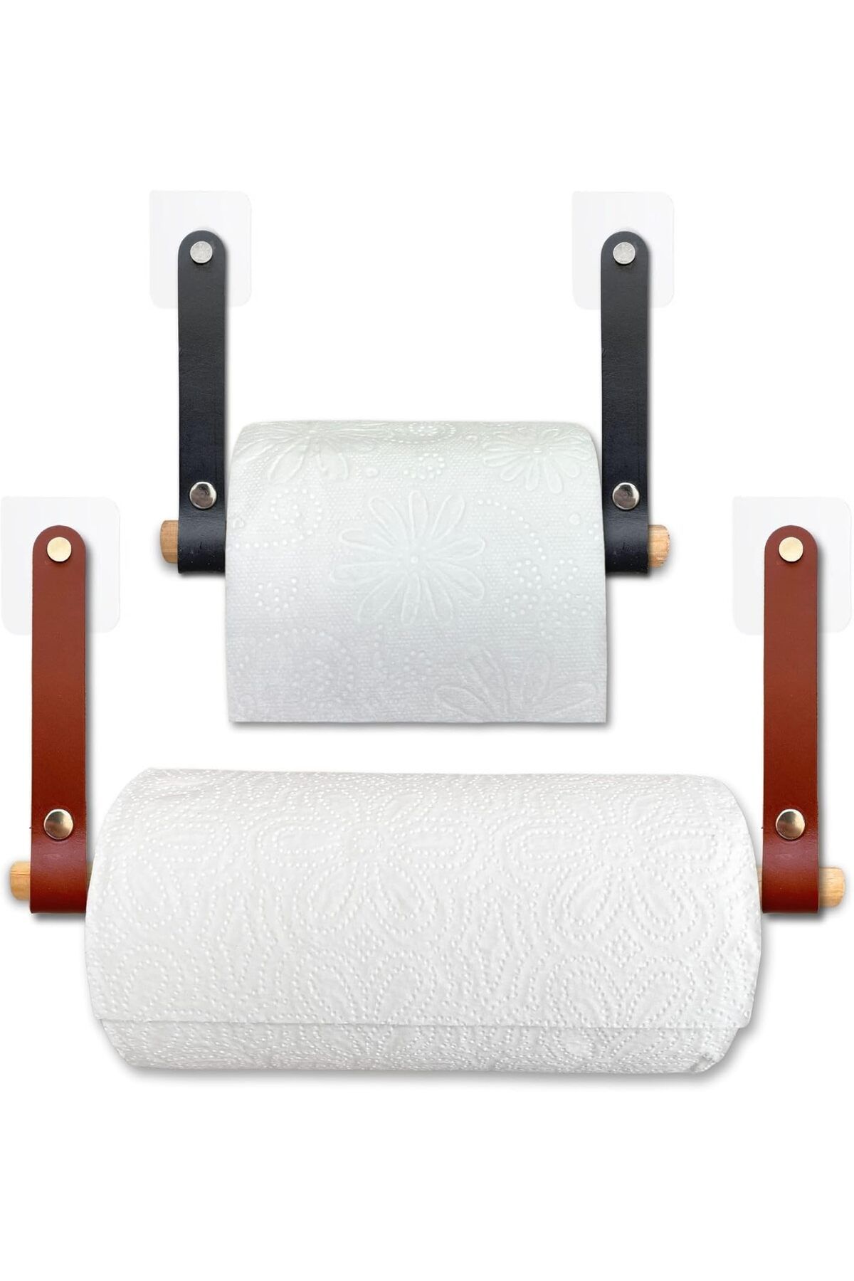 STOREMAX Yapışkanlı Ahşap & Deri Tuvalet Kağıtlığı | Banyo Kağıt Havluluk, Havlu Peçetelik |