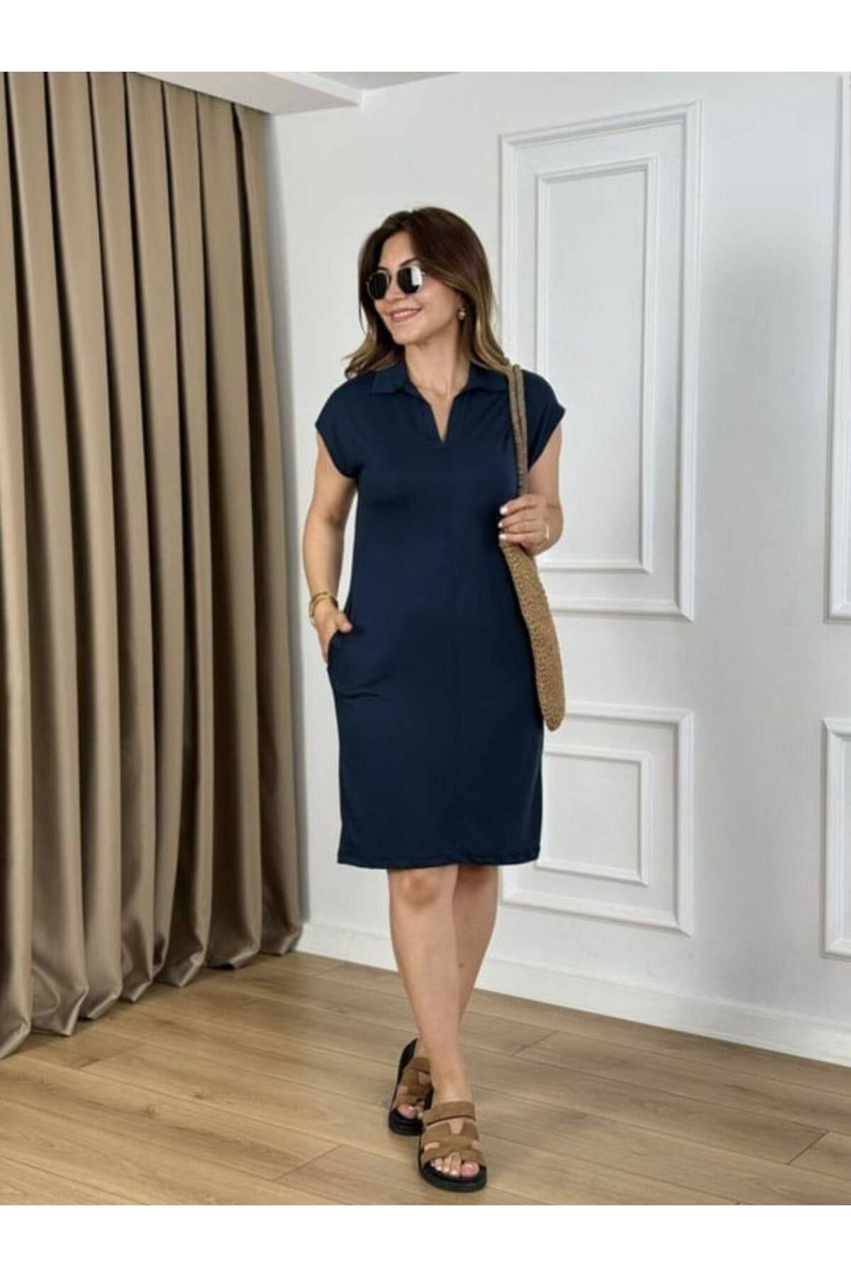 Butik OSHO Polo Yaka Günlük Elbise