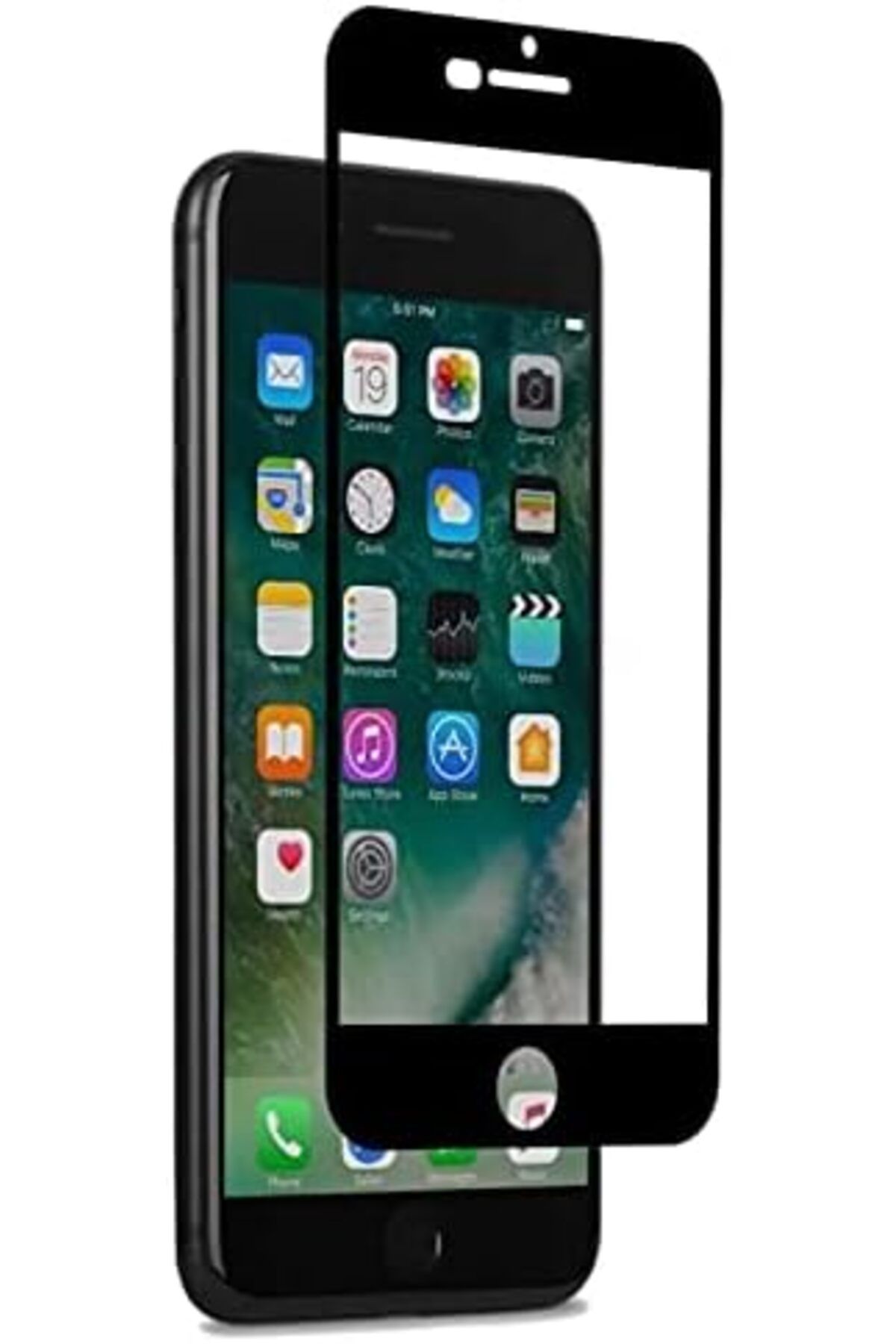 Mu Art Ahşap Mrt Trend iPhone 6 Plus Uyumlu Ekranı Tam kaplayan Cam Ekran Koruyucu Kırılmaz Cam Full Cover Ta