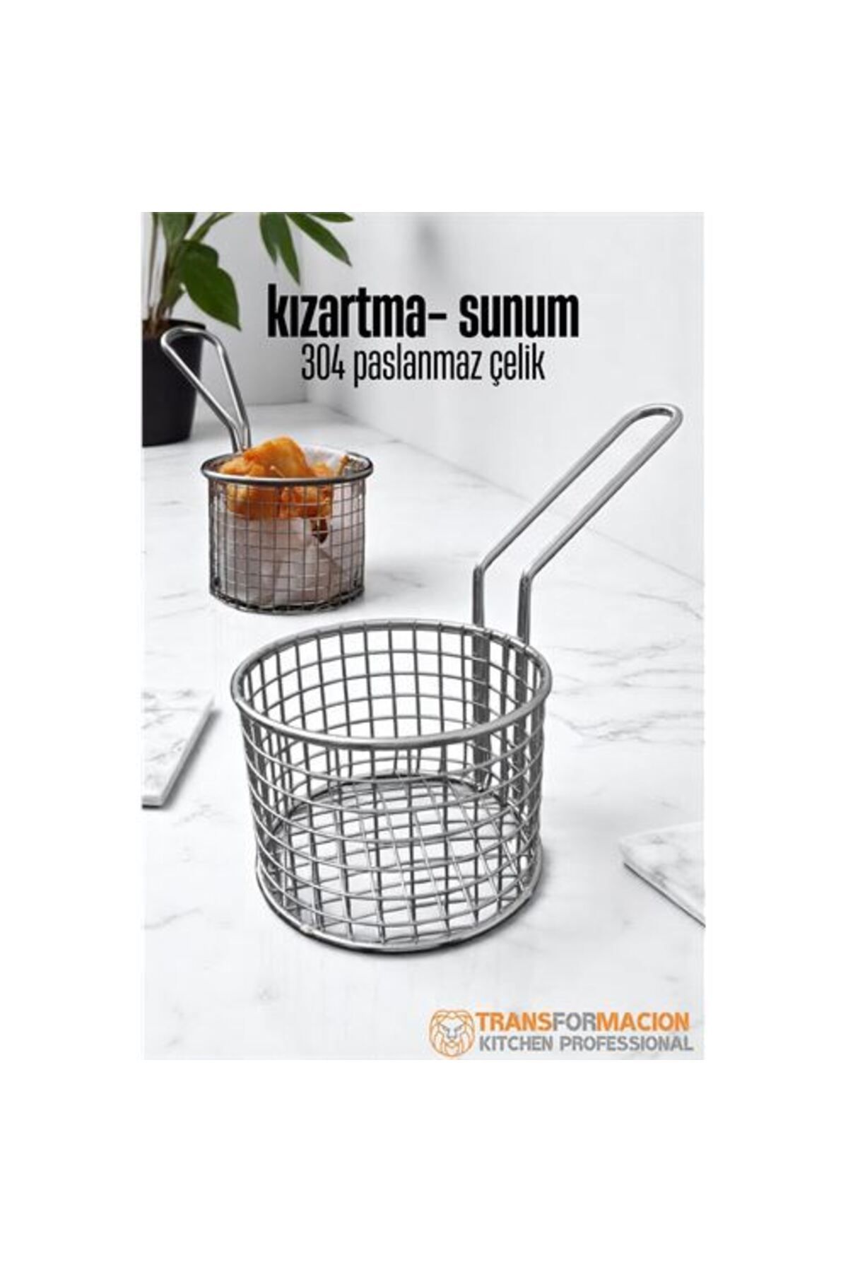 Findit Modacar Patates Kızartma Süzgeci - Sunum Süzgeci 304 Paslanmaz Çelik