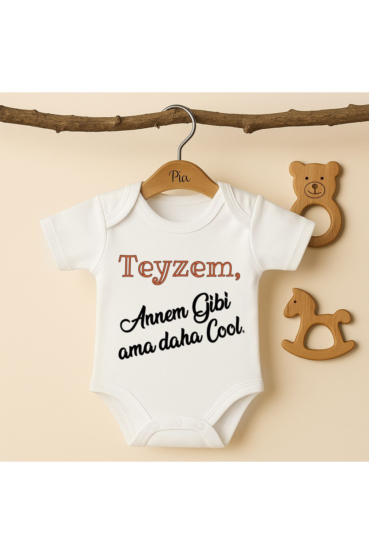 Pia Baby %100 Pamuk Teyze Temalı Organik Baskılı Çıtçıtlı Bebek Body Zıbın Modelleri