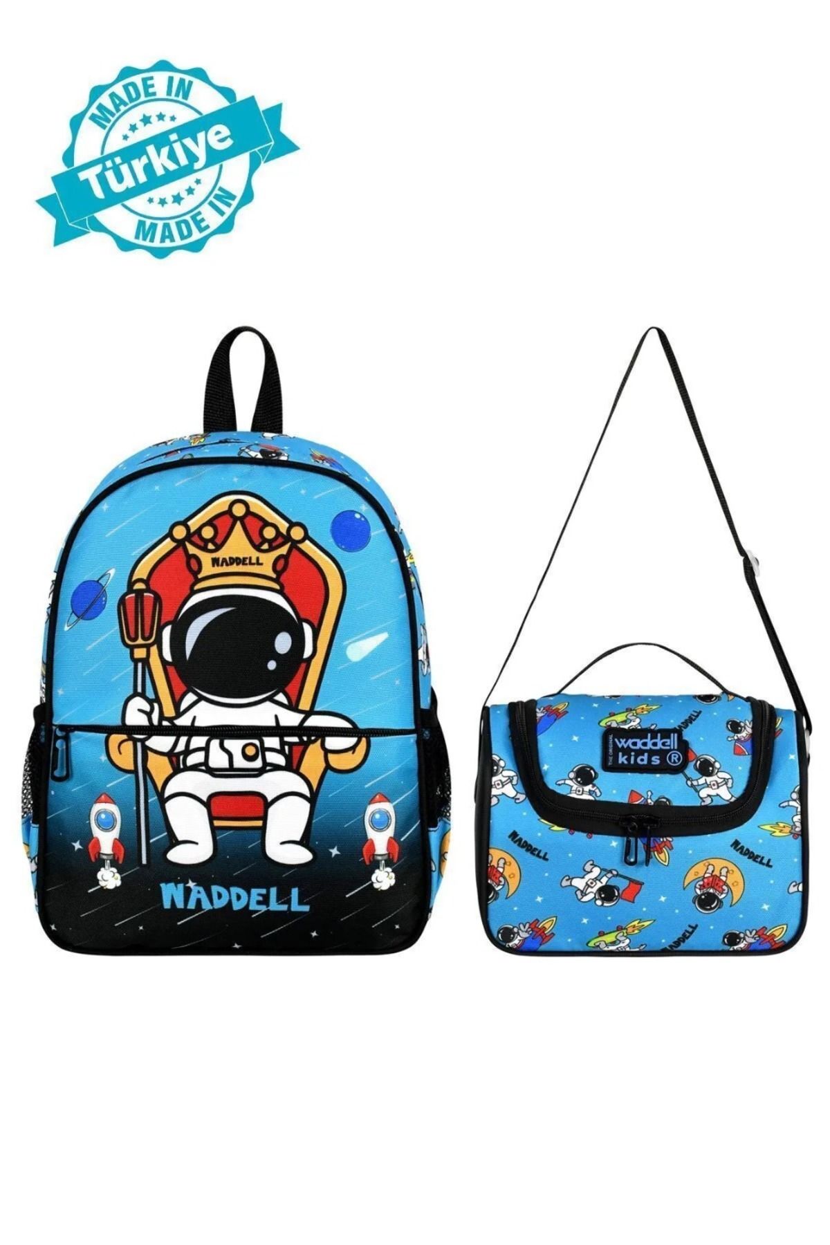 great bags Kral Astronot Lisanslı Anaokul Çantası Erkek Çocuk Kreş Sırt Çantası Ve Termal Beslenme Çantası Seti