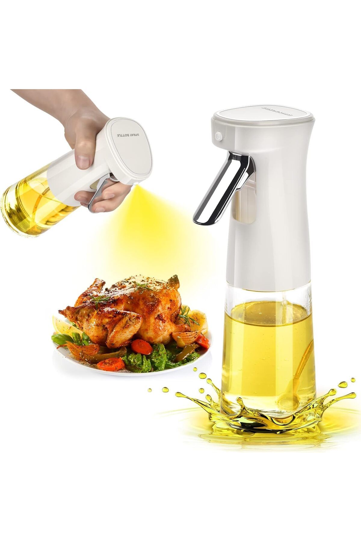 Mu Art Ahşap Mrt 240ml Yağ Zeytinyağı Püskürtücü, Airfryer Sprey Şişesi, Cam Yağ Spreyi, Hava Fritözü