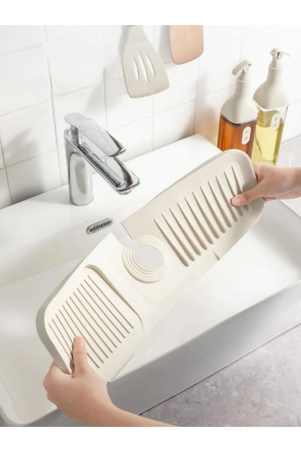 LUXE Su Tutucu Musluk Matı Mutfak Banyo Için Koruyucu Musluk Lavabo Bulaşık Süngeri Matı LXSHP 105