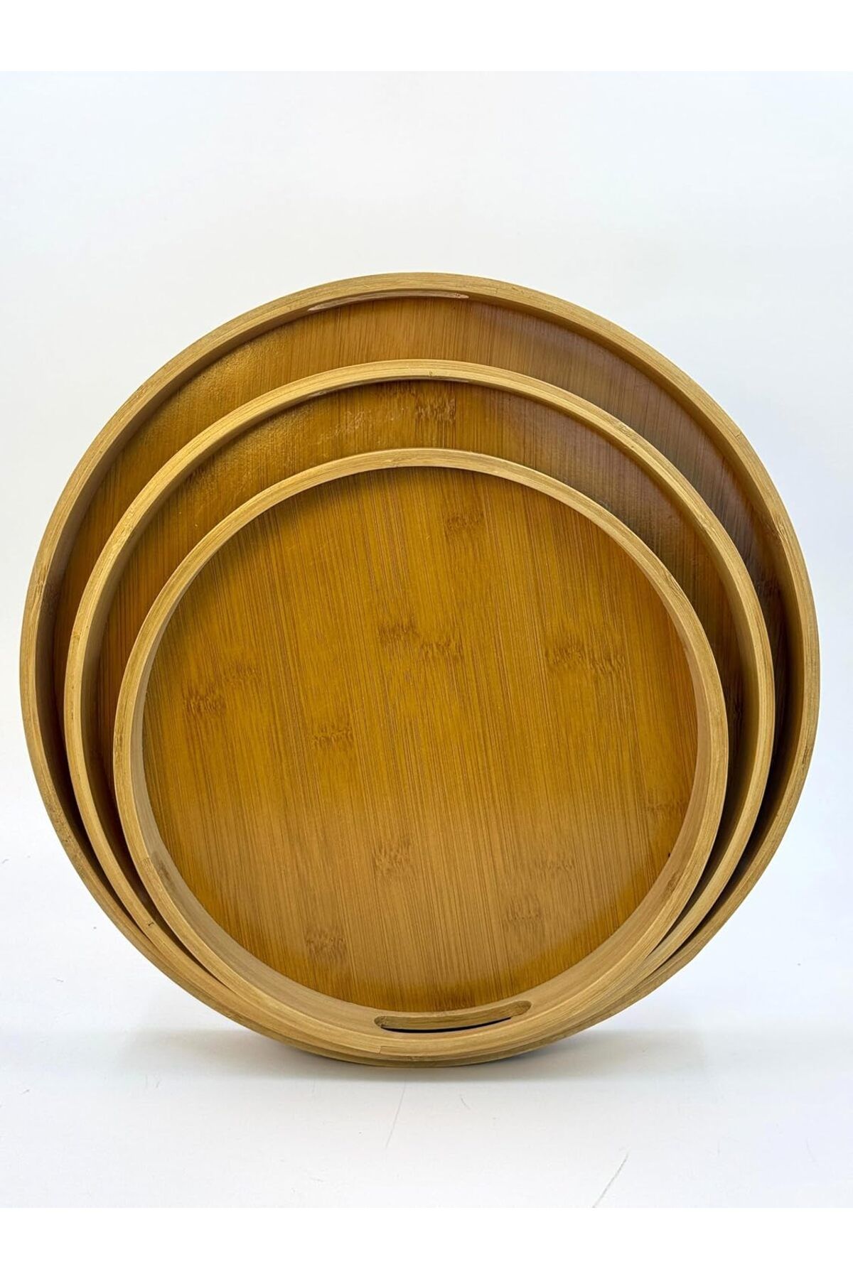 STOREMAX SRT Bambu 3'lü Tepsi Seti – Sunum, Çay ve Servis Tepsisi, Doğal Bambu Ahşap Tepsi Takımı, Ş