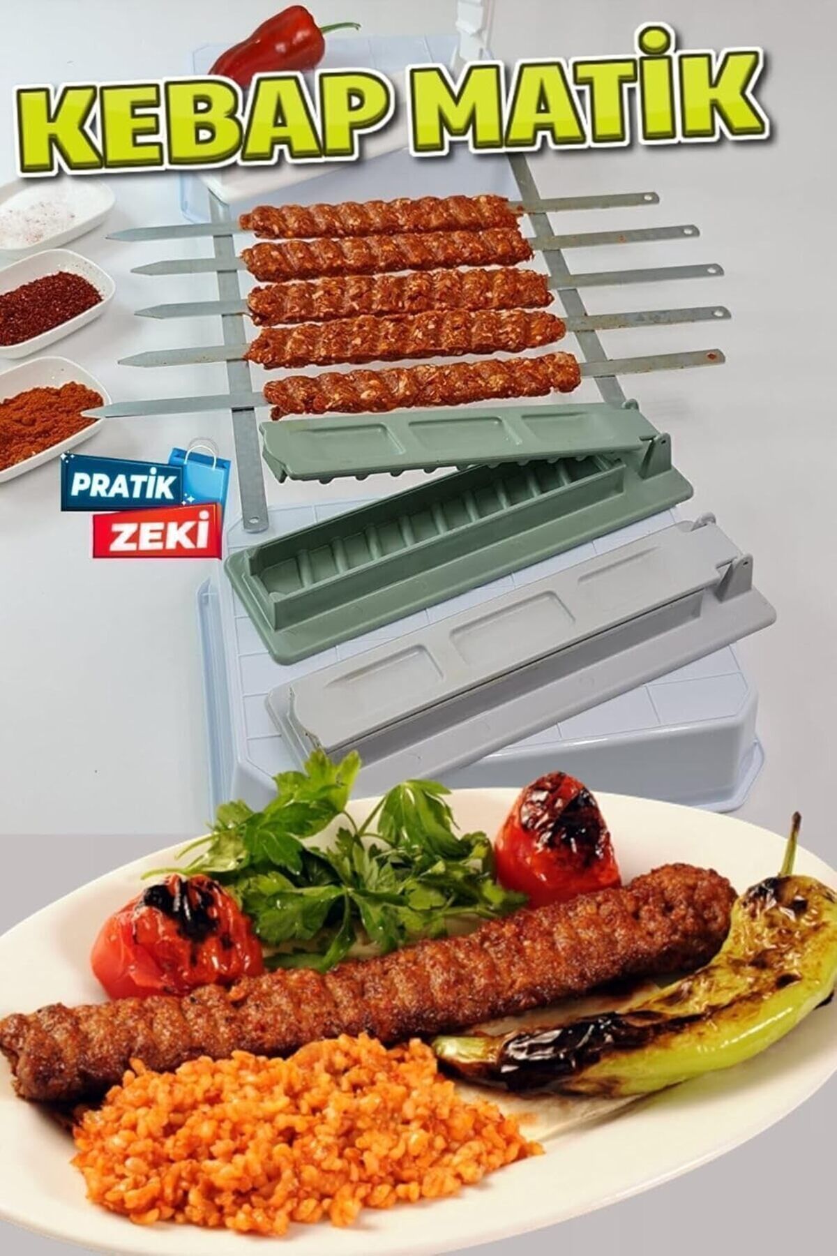 Mu Art Ahşap Mrt Diyarı Kebapmatik Adana Urfa Kebap Kalıbı Aparatı Pratik Hızlı Kebap Makinesi Kutusu Kebap