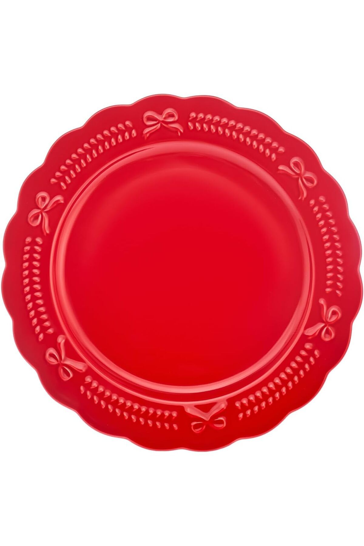 LUXE New Year 24 Rölyefli Pasta Tabağı 21 Cm Kırmızı LXSHP 1055529