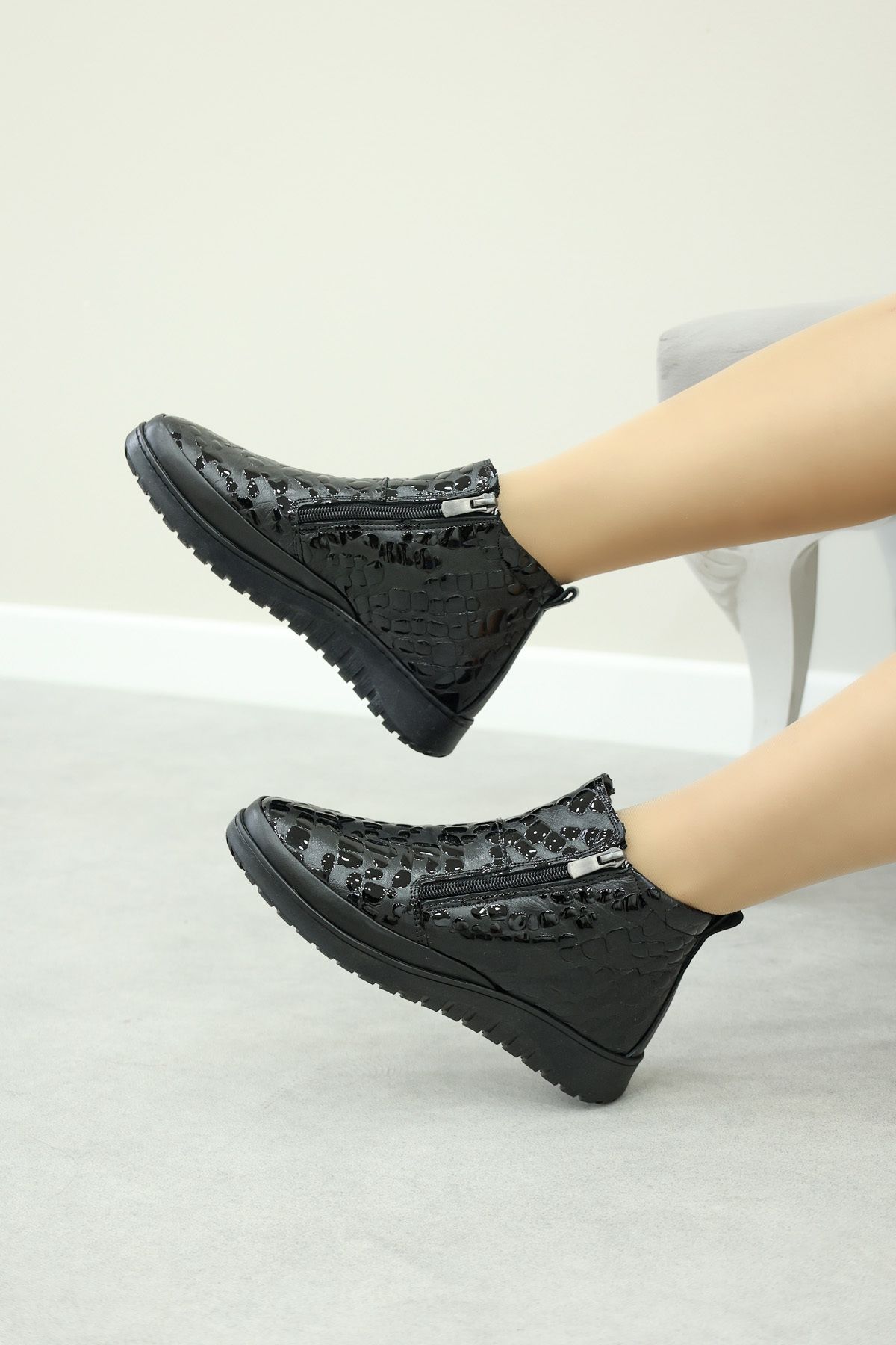 FAST STEP-Cizme de damă din piele naturală cu toc scurt 972SZA7560 5