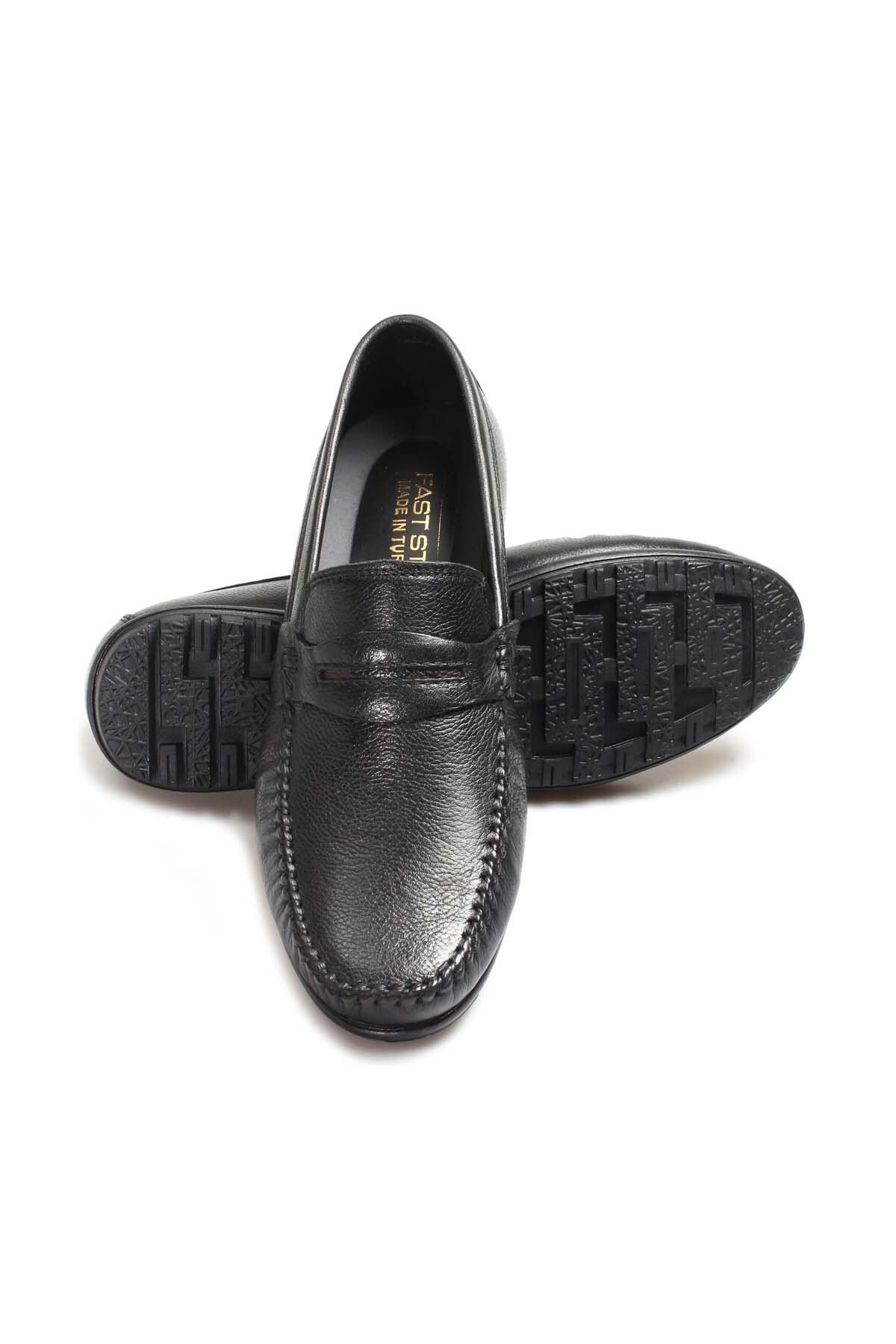 FAST STEP-Genuine Leather Black Men's Casual Shoes 5