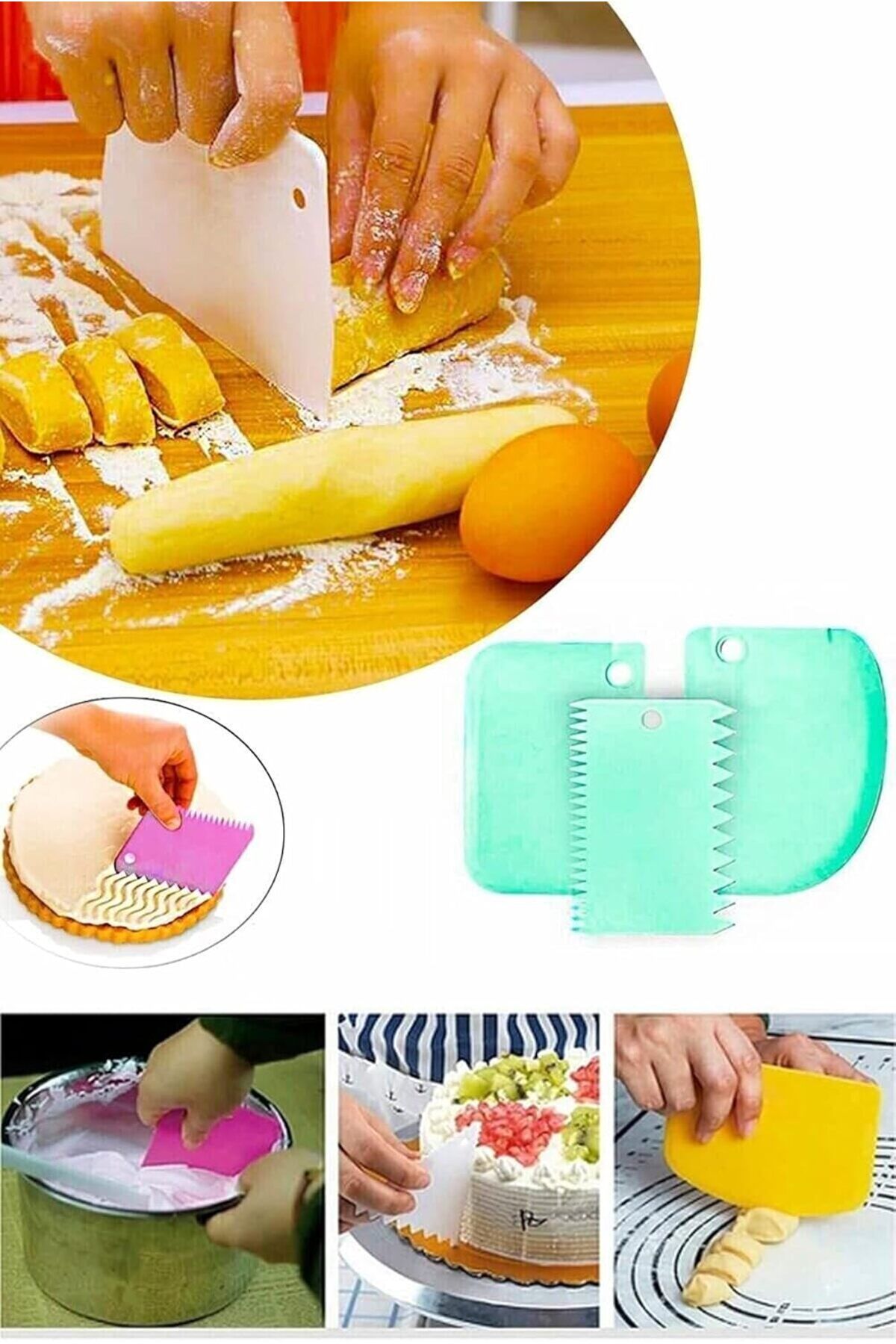 STOREMAX SRT Home MTF.03628.00 3'lü Hamur Kesici Kazıyıcı Dekoratör Set Pembe, Standart, Medium FxYM 112