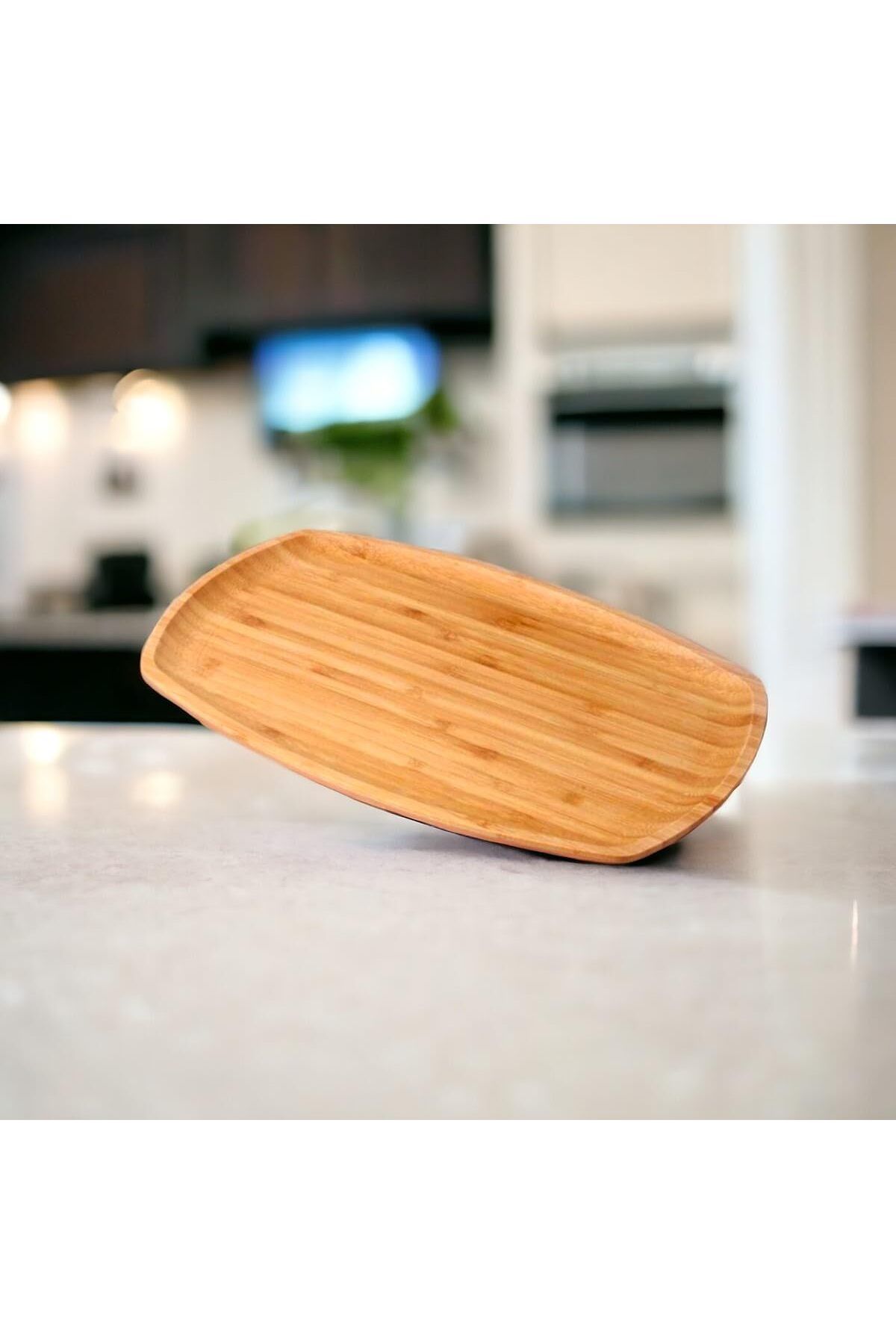 STOREMAX Ezg Bambu Lüx Bambu Kayık Sunum Tabağı Servis Tabak 30x18cm Sunum Tabağı, Bambu Dikdörtgen Su