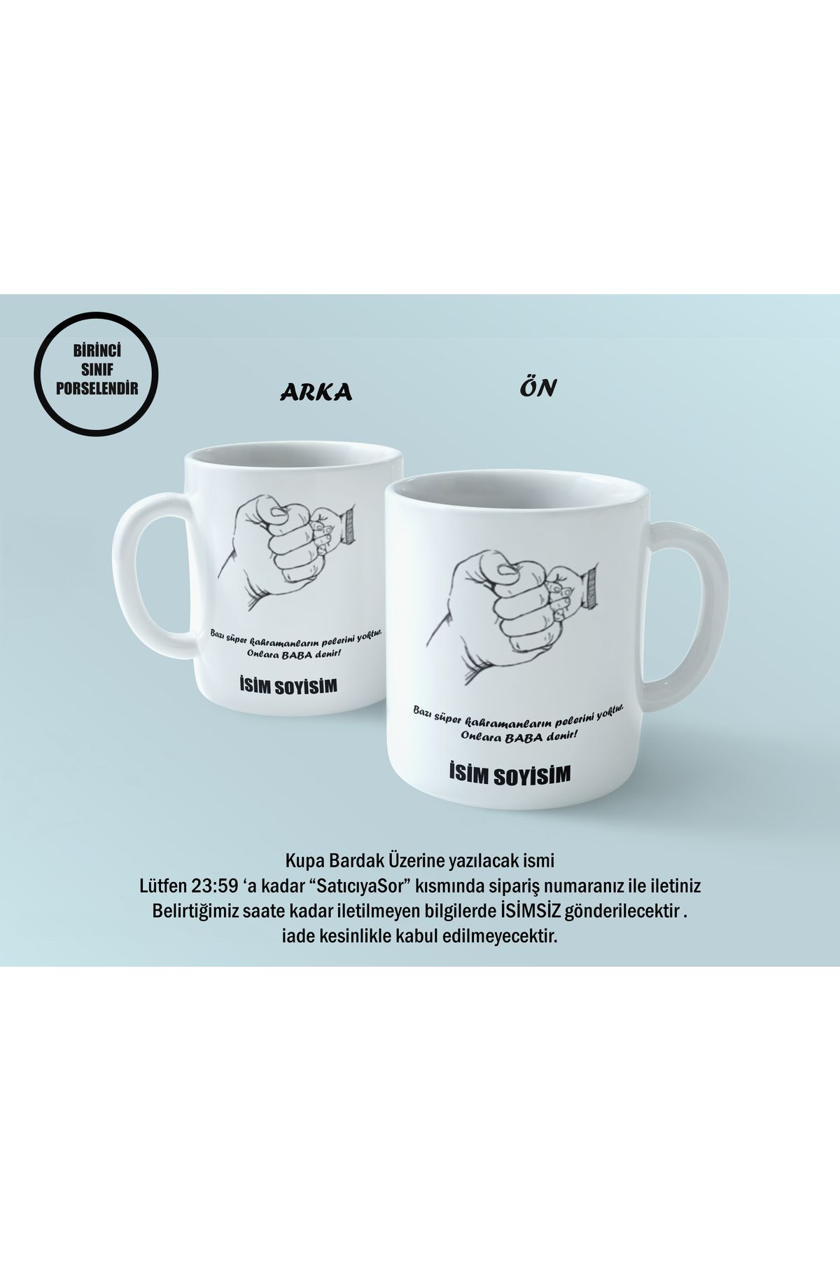 mystering store Kişiye Özel İsim Yazılabilen Babalar Gününe Özel Kupa Bardak
