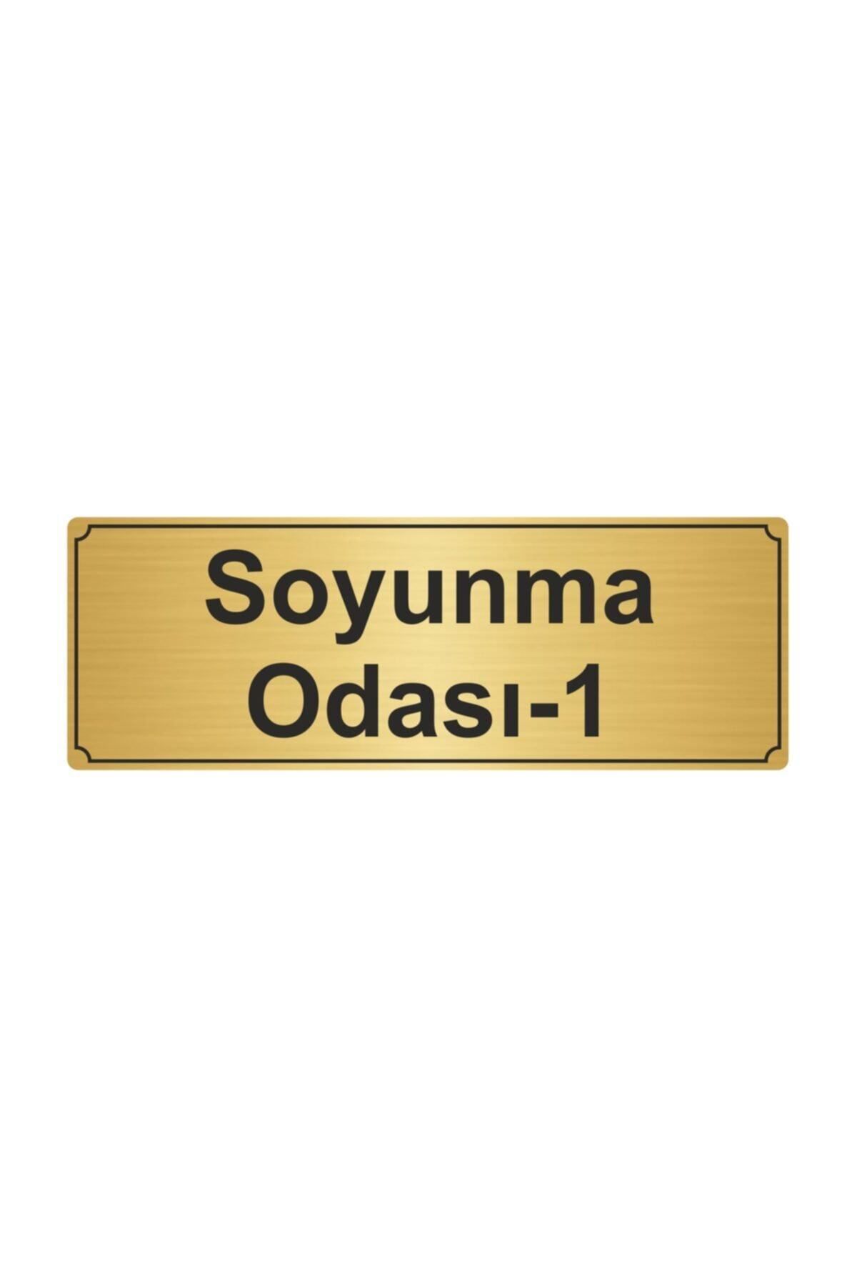 bertekdijital Soyunma Odası Odası Yönlendirme Levhası 10x20cm Altın Renk Metal