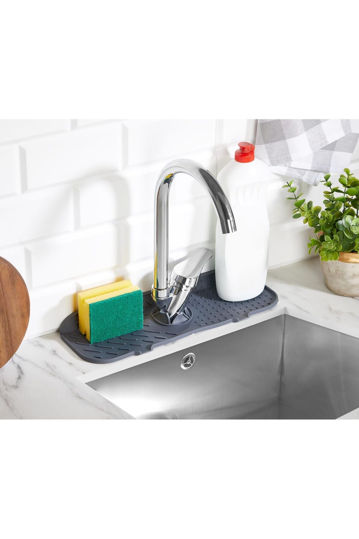 LUXE Musluk Emici Mat, Silikon Katlanabilir Musluk Sıçrama Koruması Lavabo Damlama Matı Su Tutucu La