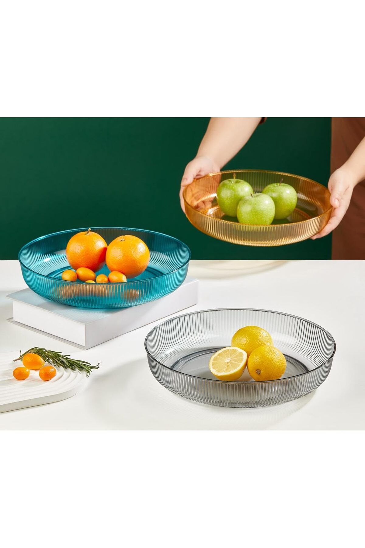 LUXE Plastik 28 Cm Sunum Kasesi Meyvelik Salata Kasesi Masa Üstü Sunumluk Çok Amaçlı Kase (Turuncu)