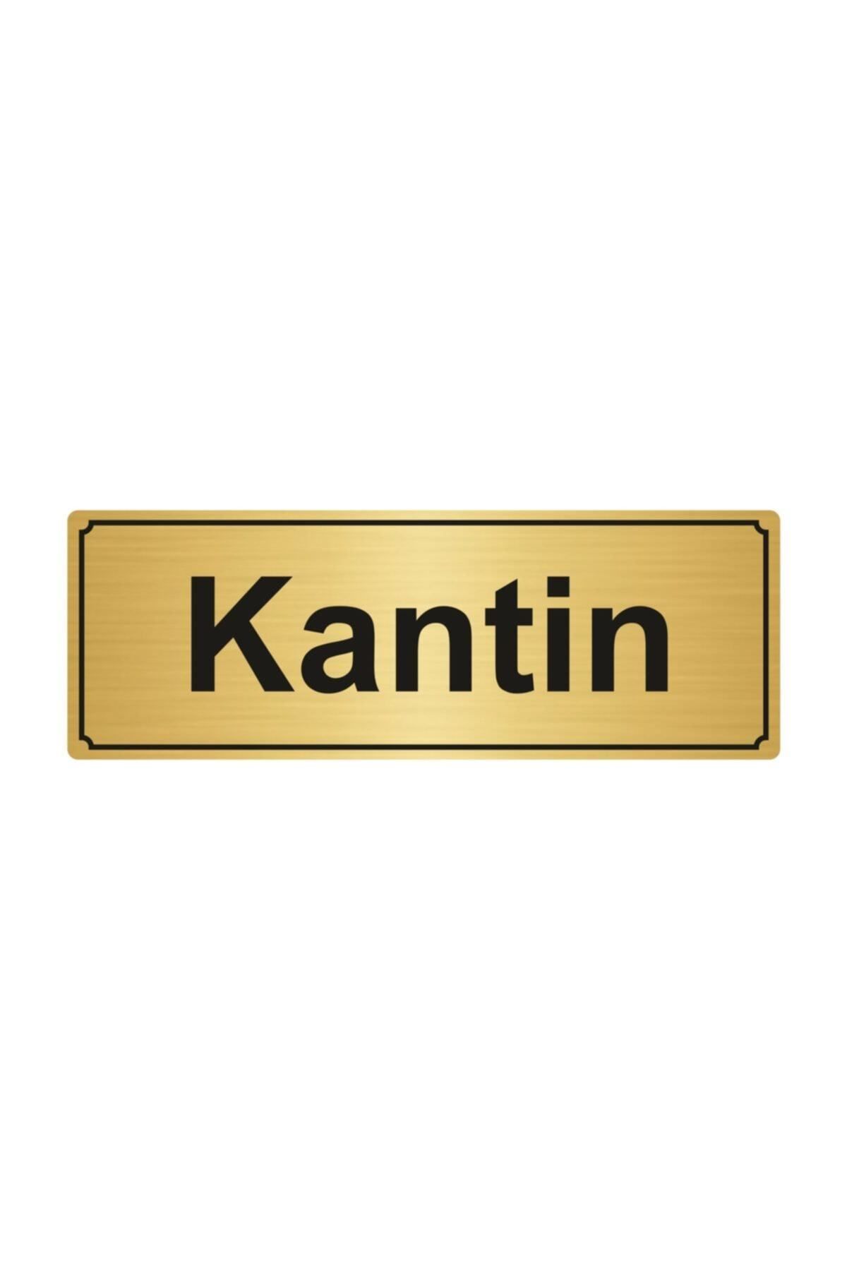 bertekdijital Kantin Yönlendirme Levhası Altın Renk Metal 7cmx20 cm.