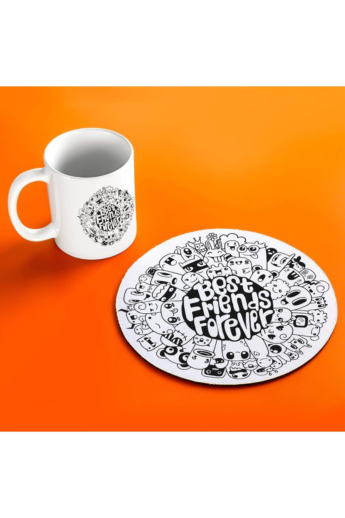 LUXE Arkadaşa Hediye Best Friends Forever Baskılı Kupa ve Mouse Pad Seti LXSHP 1055529