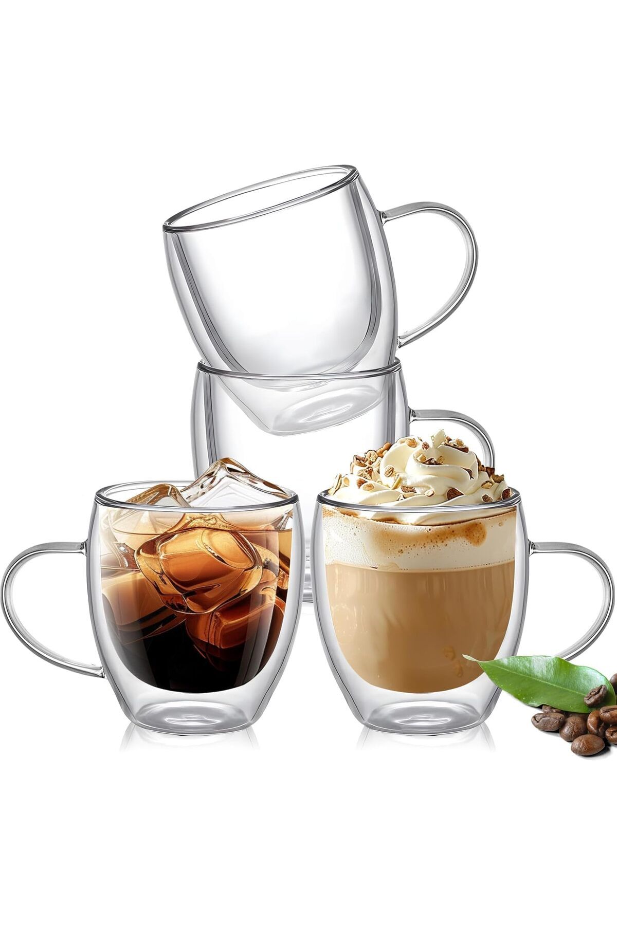STOREMAX Ezg Çift Katmanlı Cam Kupa Bardak 250 ml Lüx Çift Cidarlı kupa - Termos Bardak - İki Duvarlı