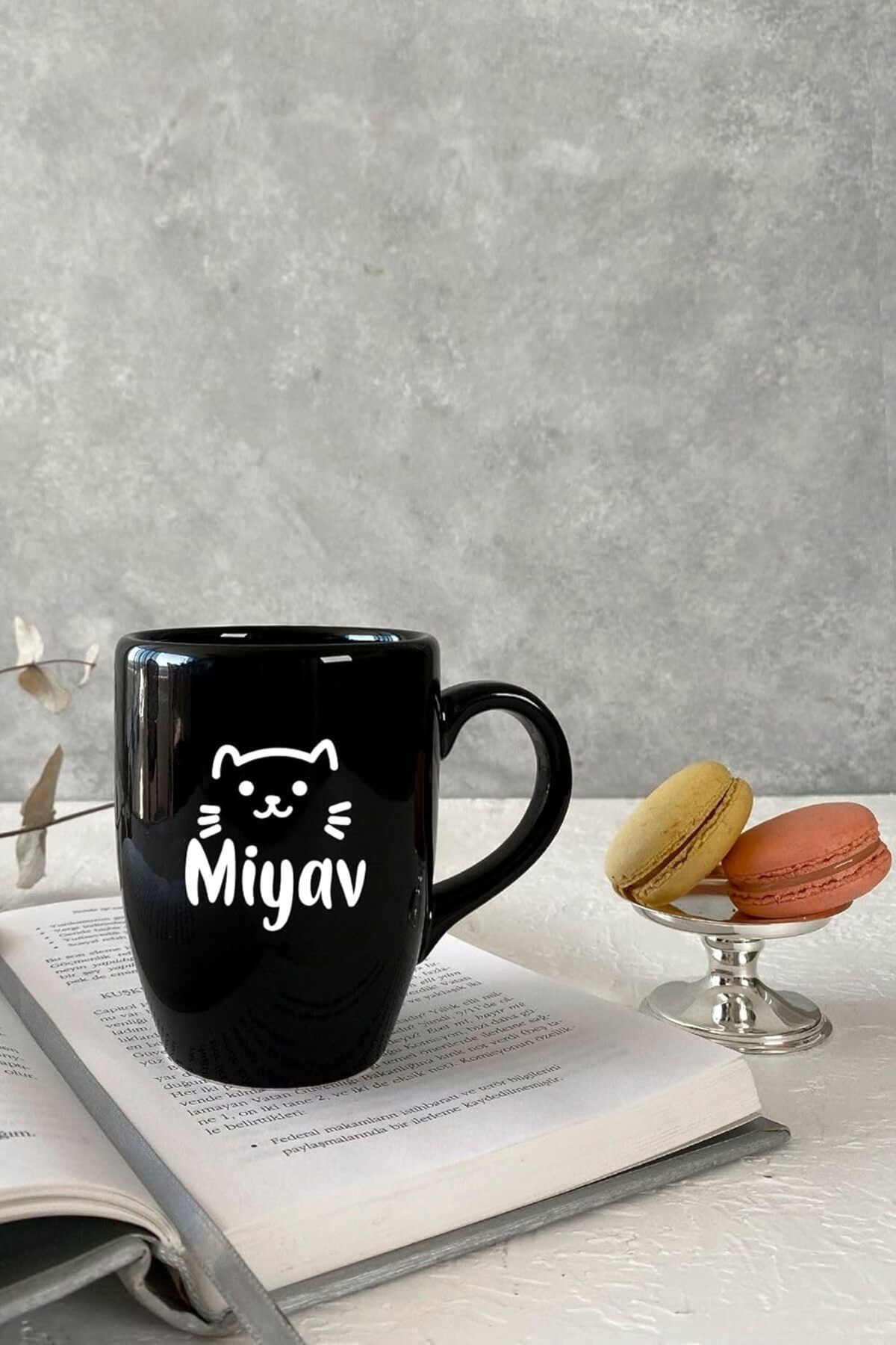 STOREMAX SRT KUP234 Kedi Miyav Siyah Kahve Kupası FxYM 1126906