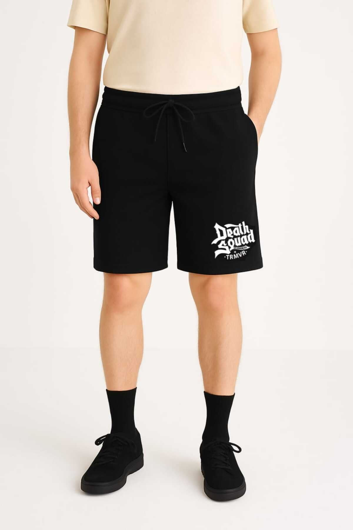 MODA İLEMA Death Squad Erkek Şort – Sokak Stilinde Cesur Tasarım (S-7XL)