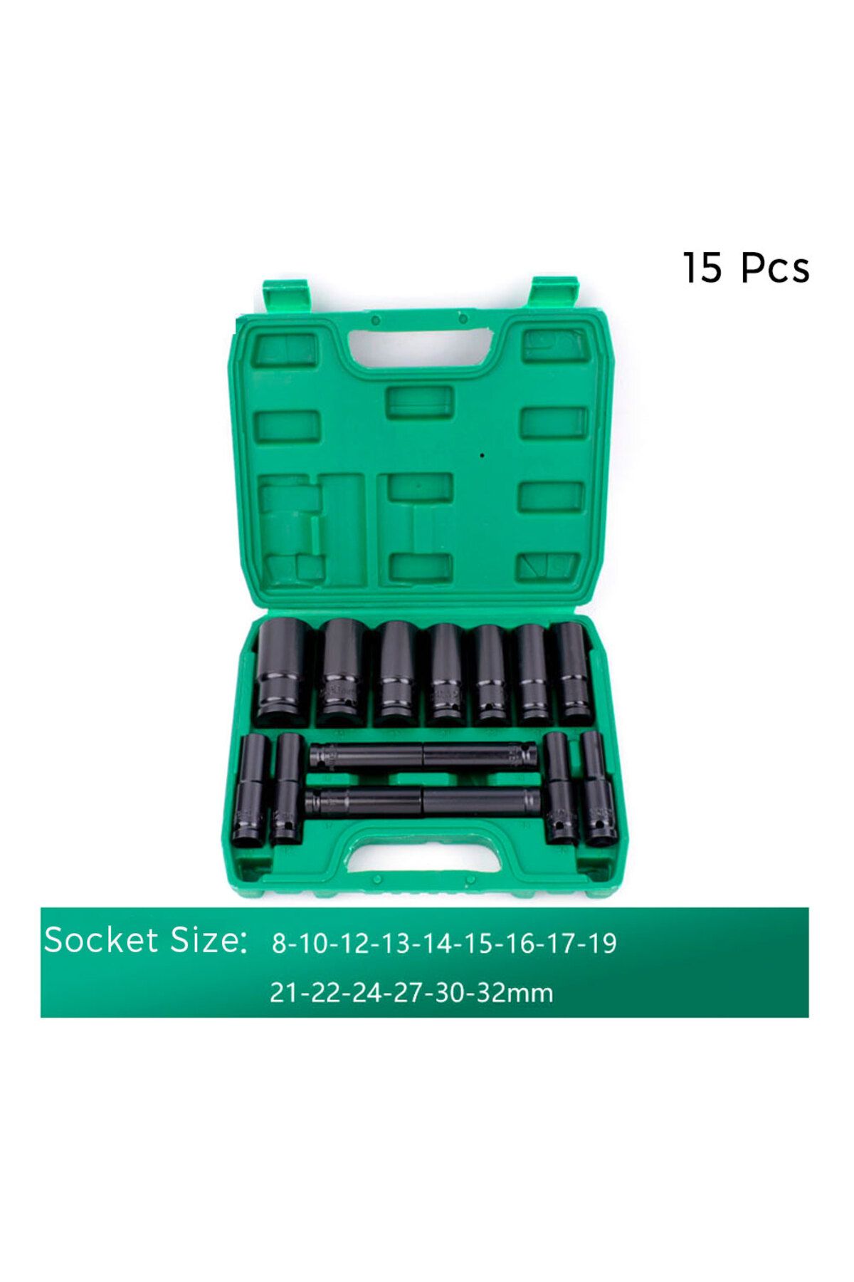Choice-15pcs 1/2" Drive Socket Set 10 Pcs Metric Deep Socket Set 6 Point Hex Design Impact Socket Set with 1