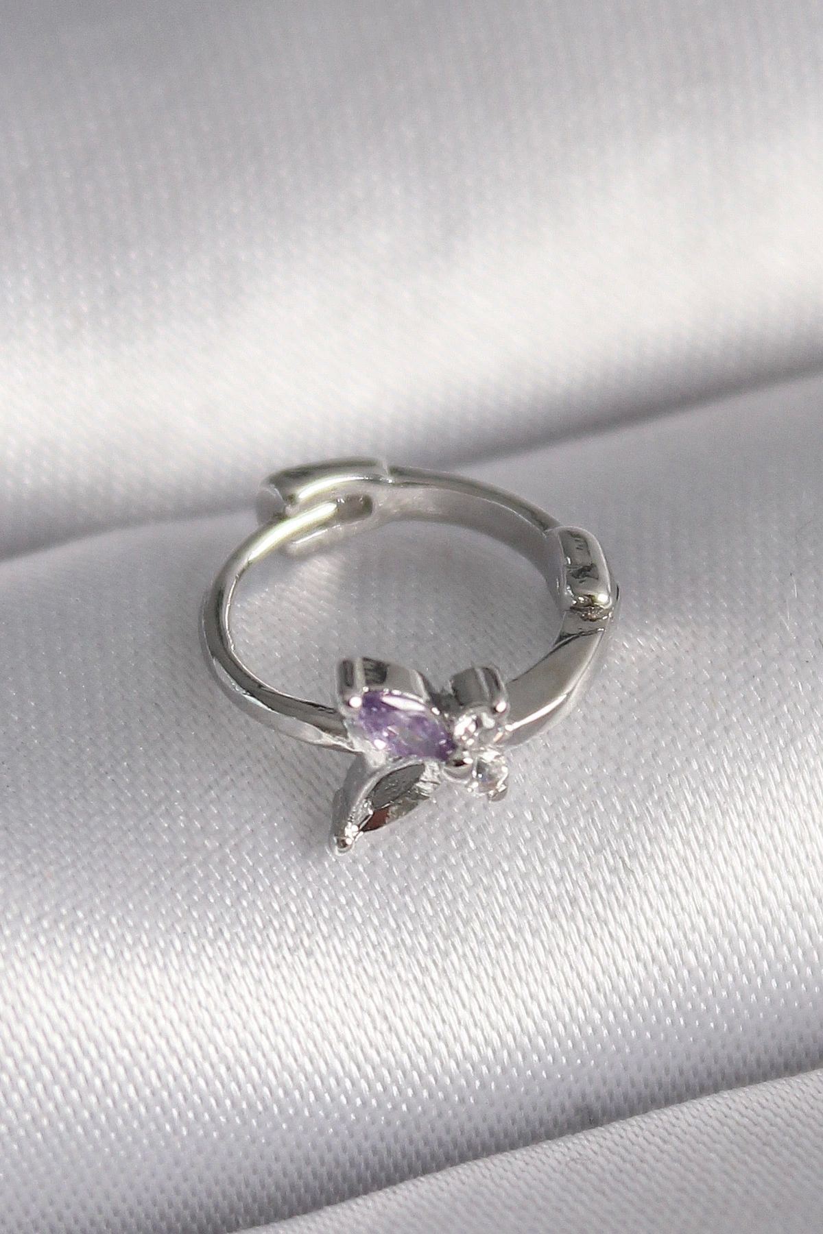 No8 Home 316L Çelik Gümüş Renk Zirkon Taşlı Kelebek Model Tragus Piercing