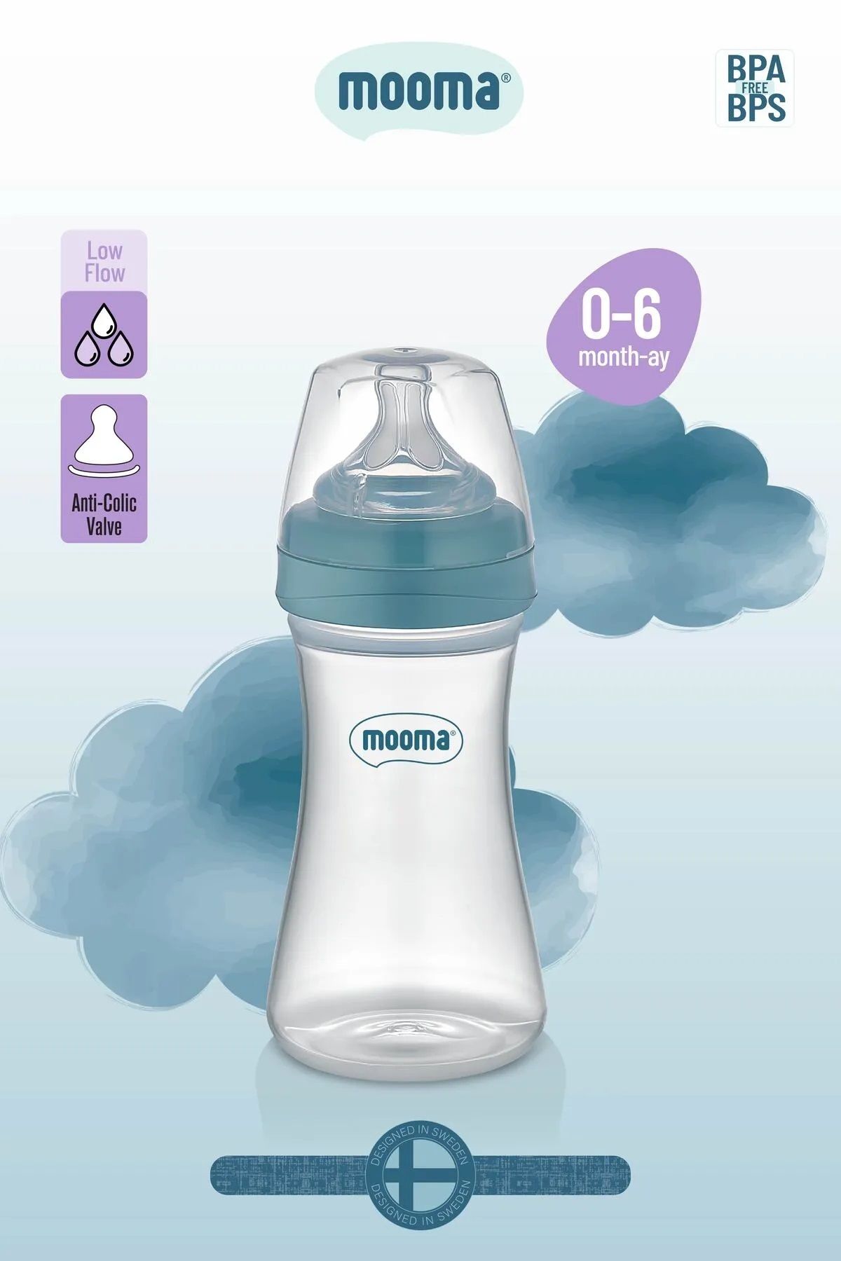 Skygo Biberon Anti Kolik Biberon 250 ml Kapaklı Biberon 0 - 6 Ay (Yavaş Akış)