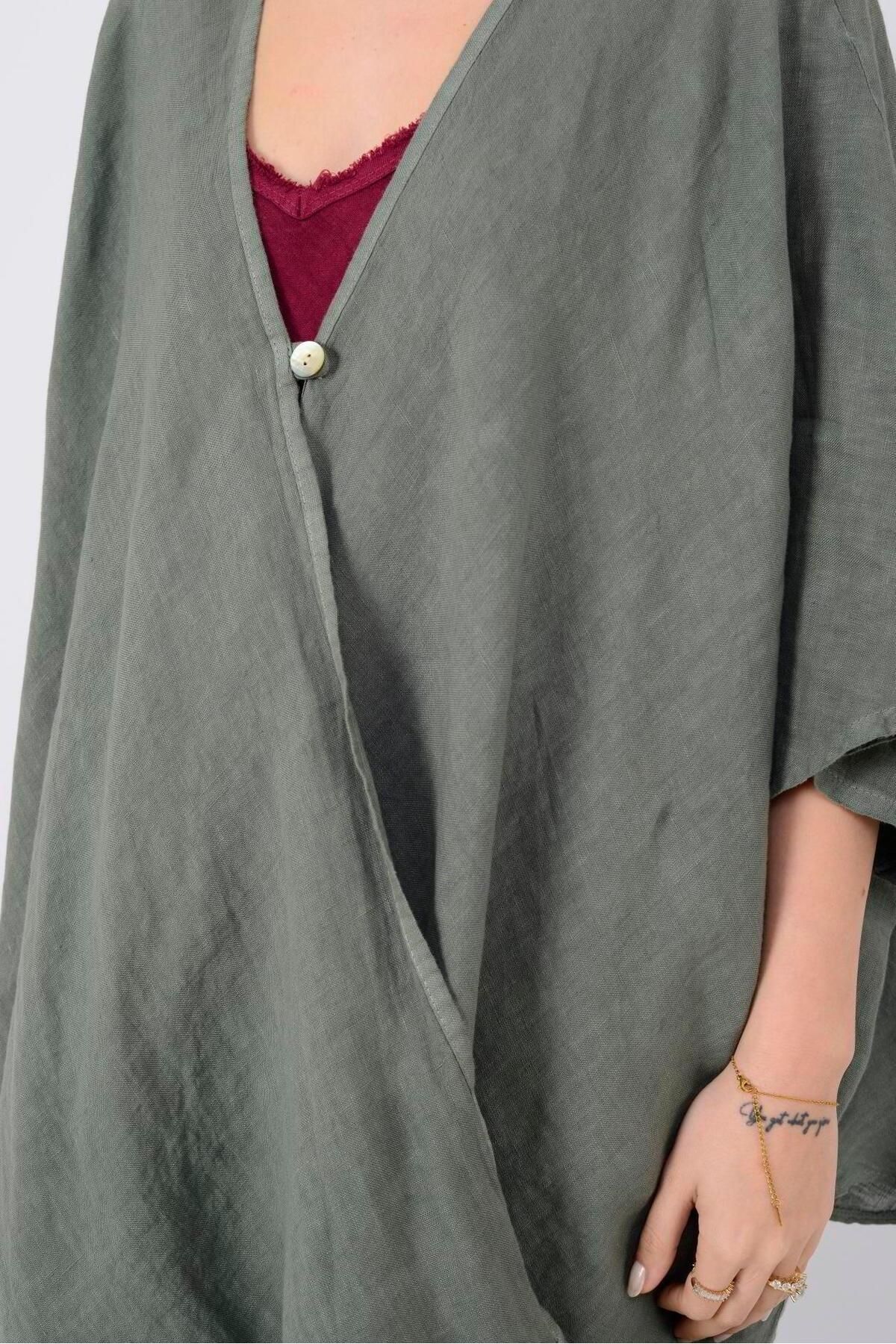 EREN STYLE-Bohemian Double Breasted Single Button Linen Blouse 3