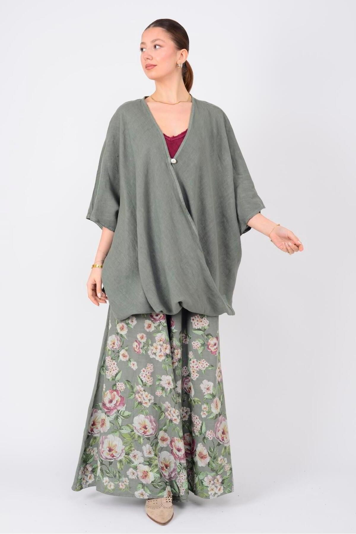 EREN STYLE-Bohemian Double Breasted Single Button Linen Blouse 2