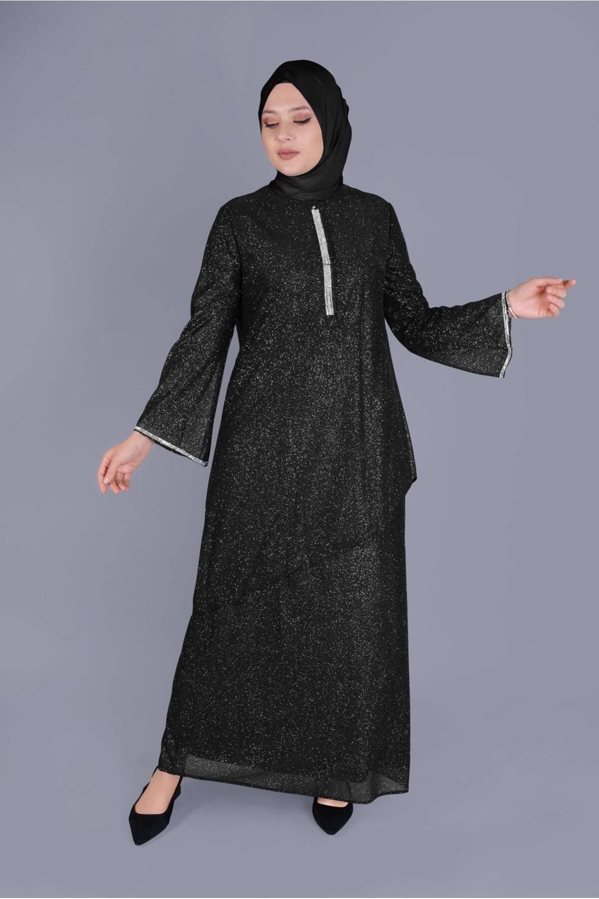 پیراهن پوشیده سیاه زنانه 20057 لباس الیز 44 50 TEK46 آلوینا Alvina