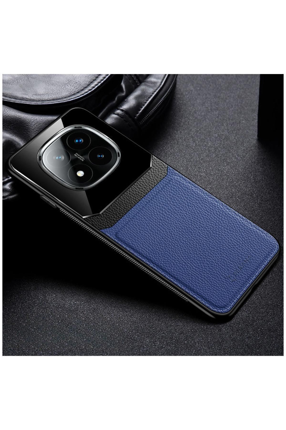 Zebana Xiaomi Poco X7 Uyumlu Kılıf Zebana Lens Deri Kılıf Lacivert