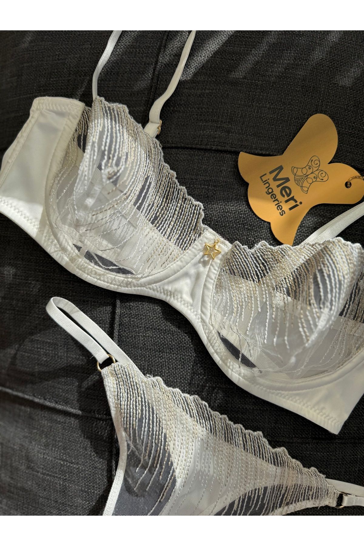 Meri Lingeries Işıltılı Tül Yıldız Detaylı Braset