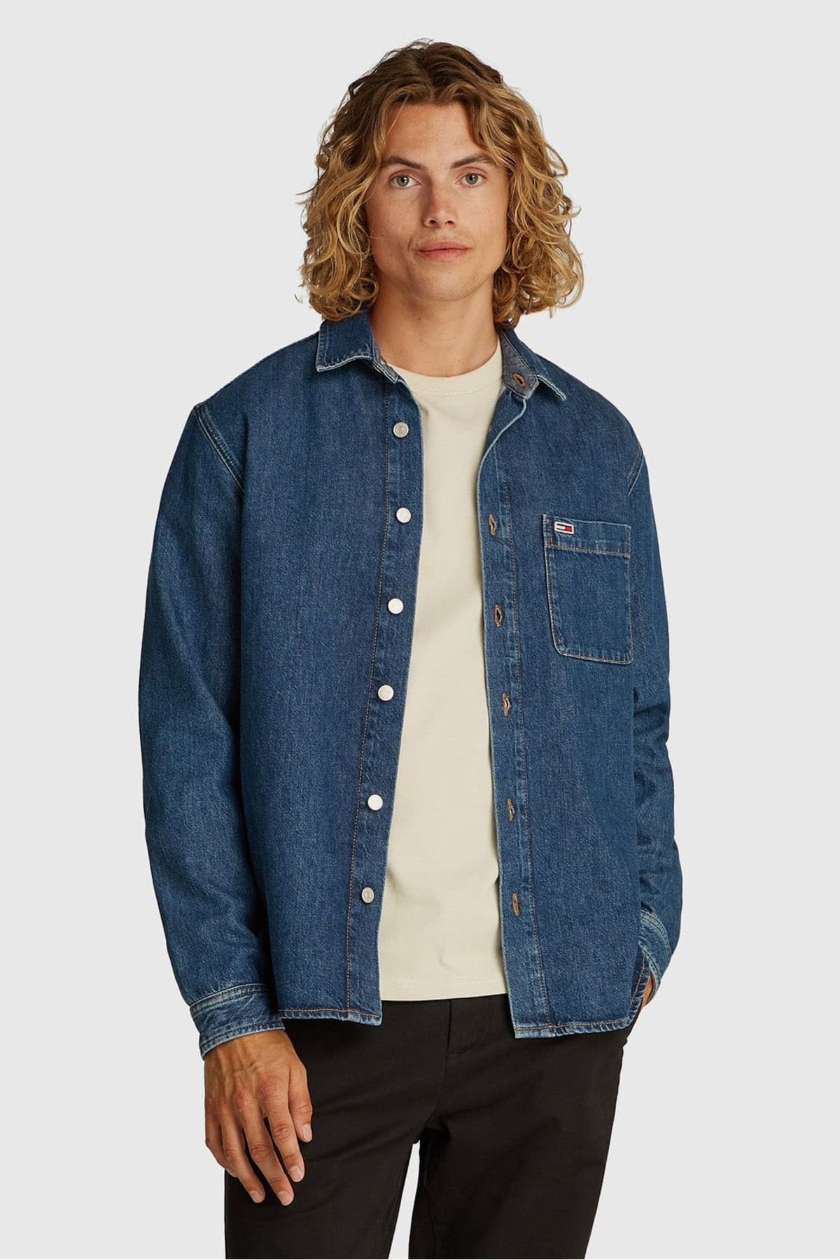 Tommy Hilfiger Erkek Th Regular Gömlek - Denim