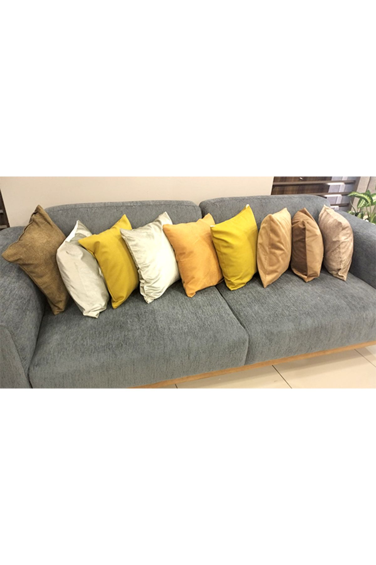 KIrlentçi Ahmet Kadife Dokulu Karisik Renkli Kırlent Yastık Minder Kılıfı 8 Adet 45x45 cm Koltuk Kanepe Fermuarlı