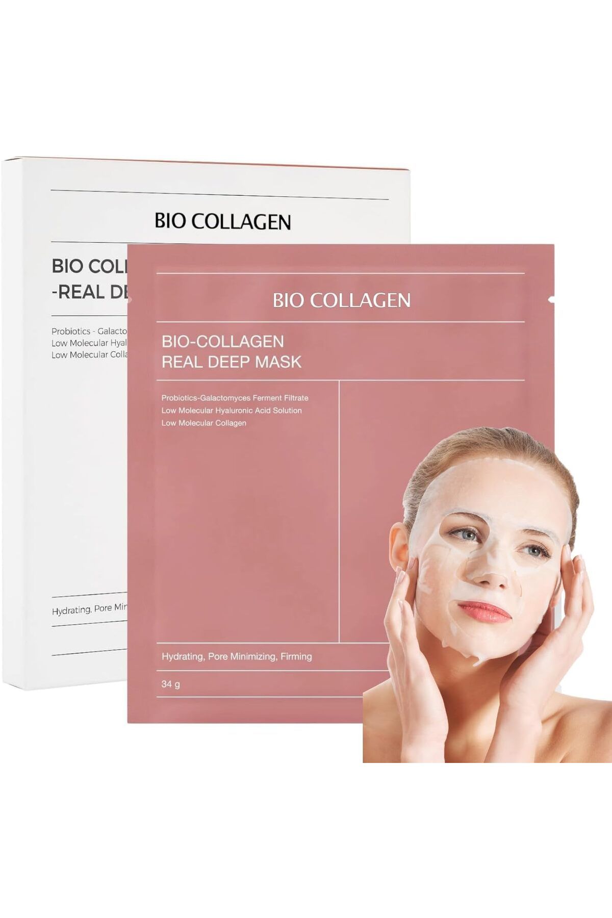 ALBARSHA Houmt Bio Collagen Mask 4'lü, Gece Boyunca Nemlendirici Yüz Maskesi Gözenek Küçültücü Sıkılaştırıcı