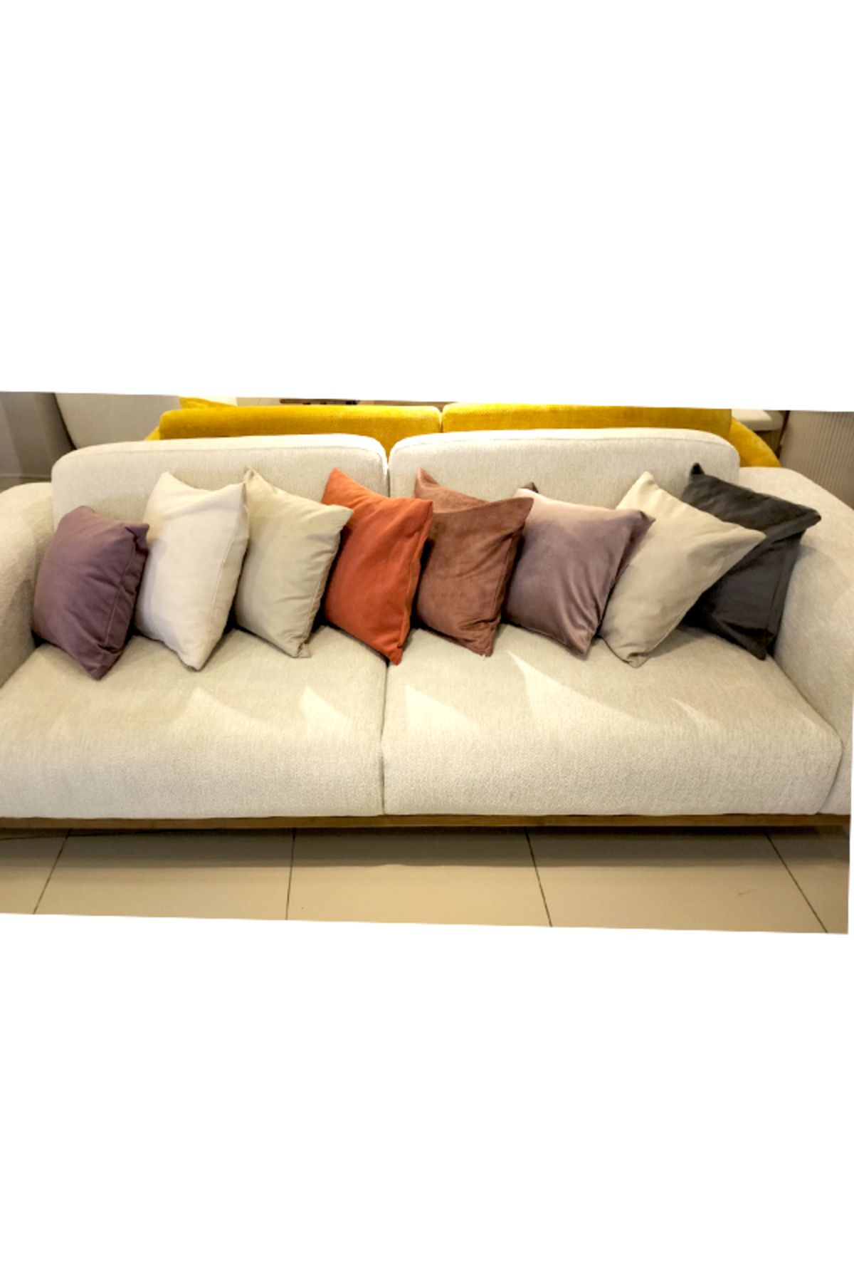 KIrlentçi Ahmet Kadife Dokulu Karisik Renkli Kırlent Yastık Minder Kılıfı 8 Adet 45x45 cm Koltuk Kanepe Fermuarlı