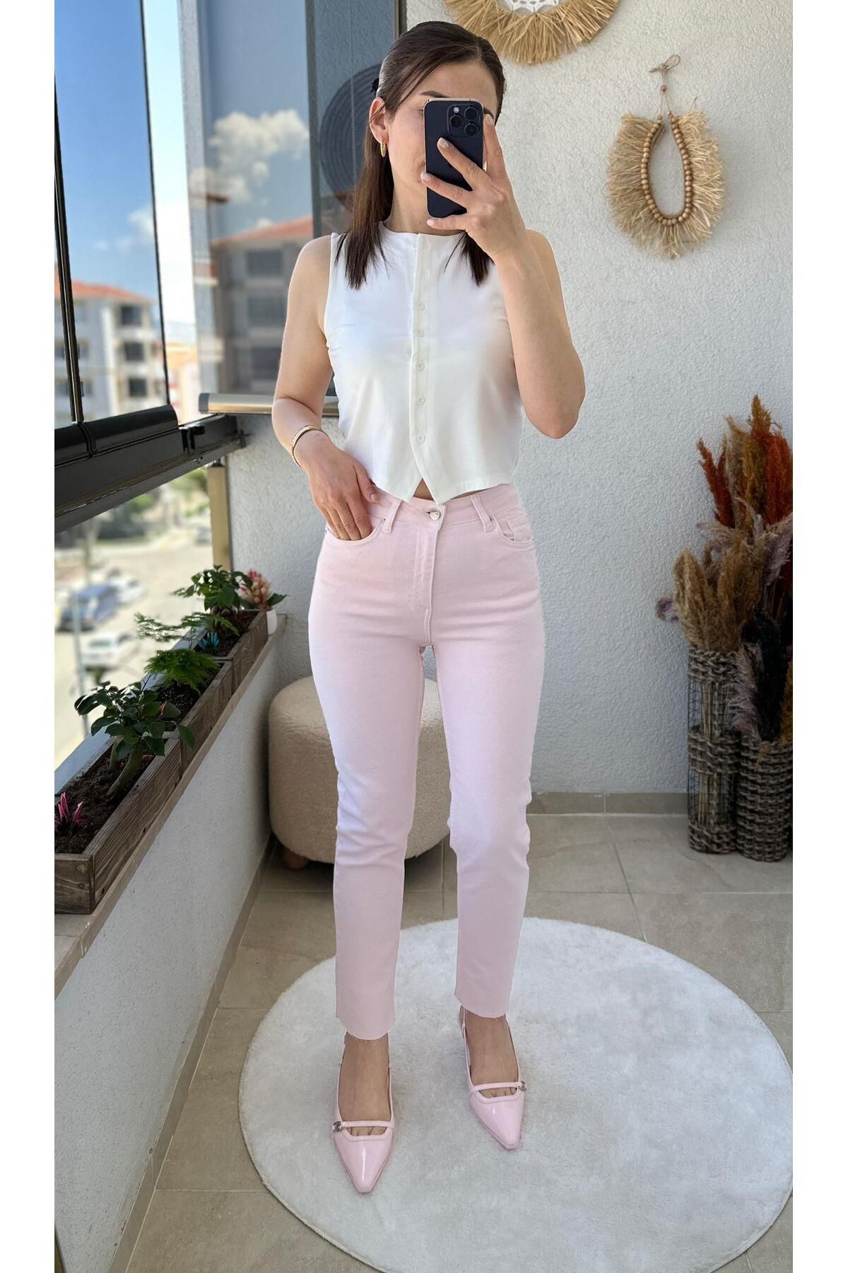 TUNAM BUTİK PUDRA PEMBE MELBOURN KOT PANTOLON