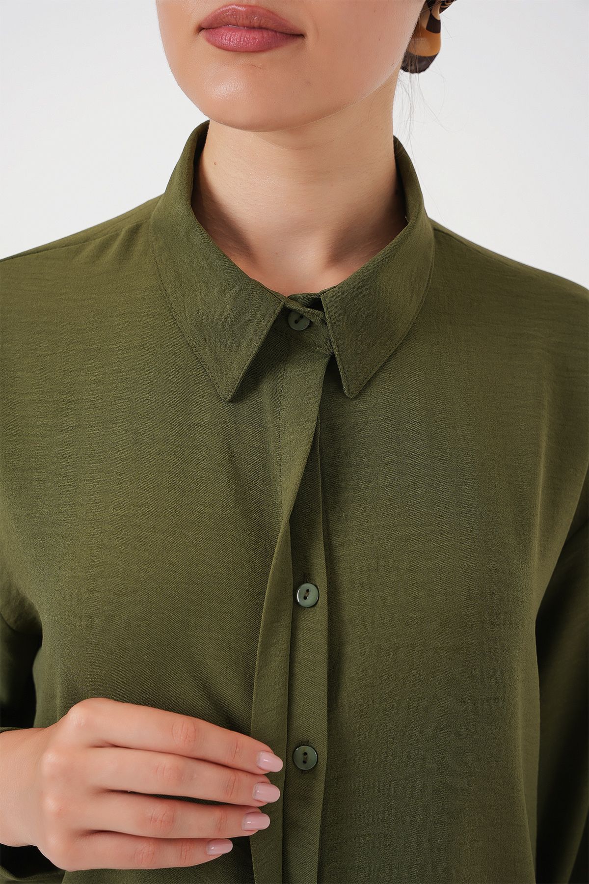 Bigdart-Női hosszú ing tunika - Khaki 5